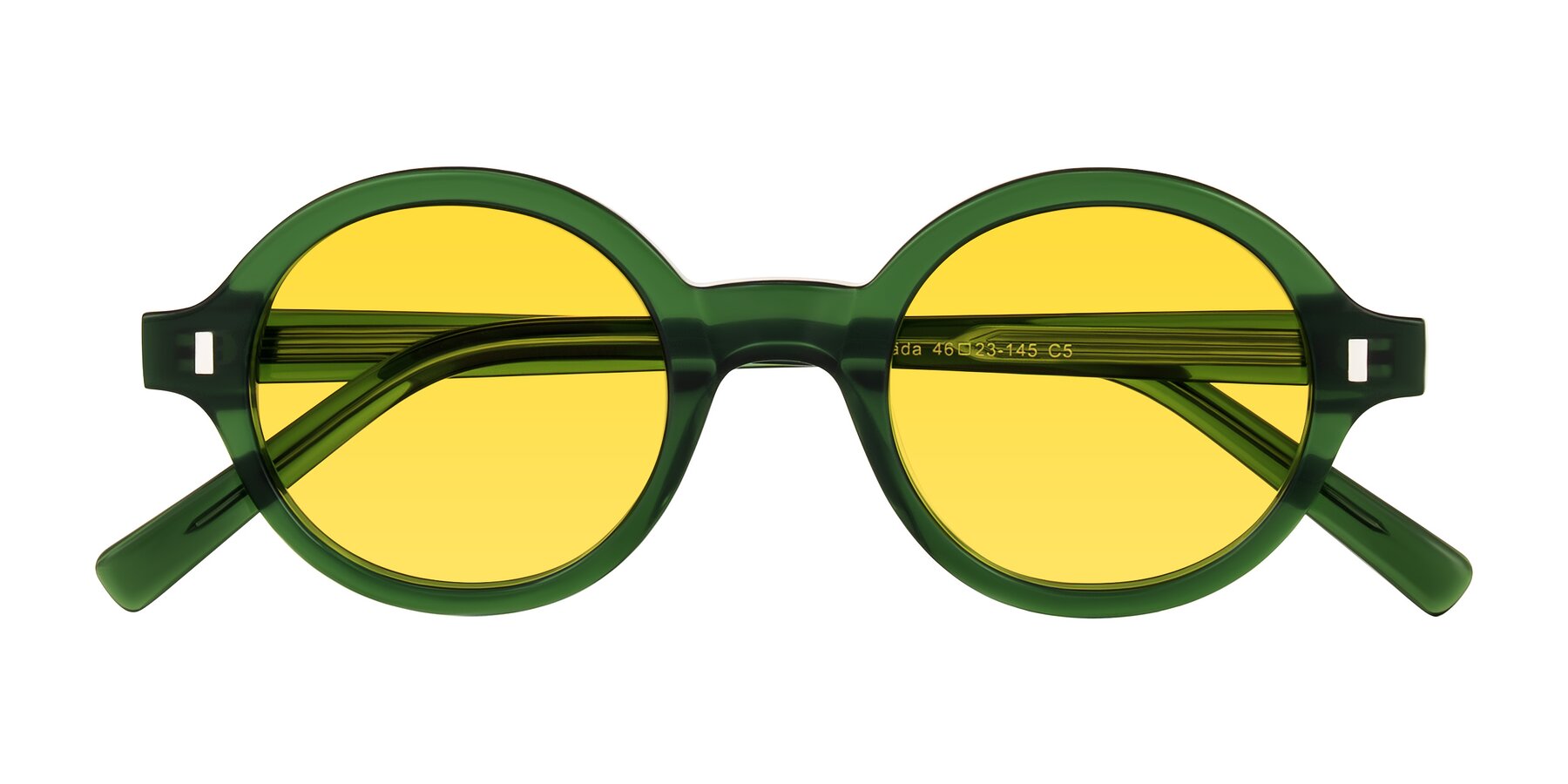 Folded Front of Lozada in Jade Green with Yellow Tinted Lenses
