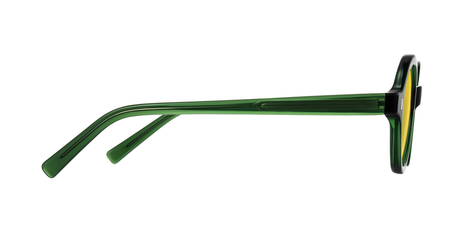 Side of Lozada in Jade Green with Yellow Tinted Lenses