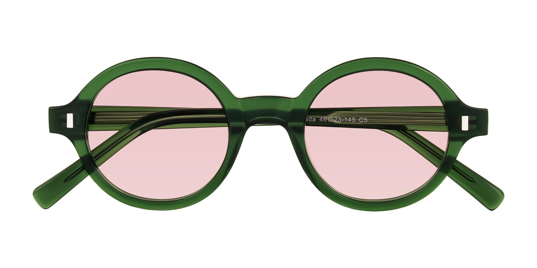 Folded Front of Lozada in Jade Green with Light Garnet Tinted Lenses