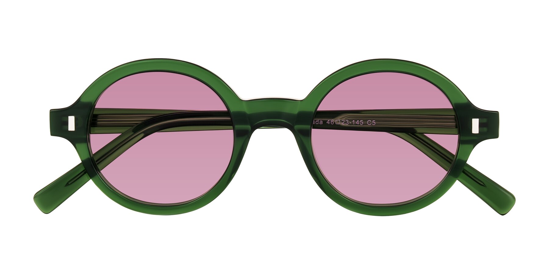 Folded Front of Lozada in Jade Green with Medium Wine Tinted Lenses