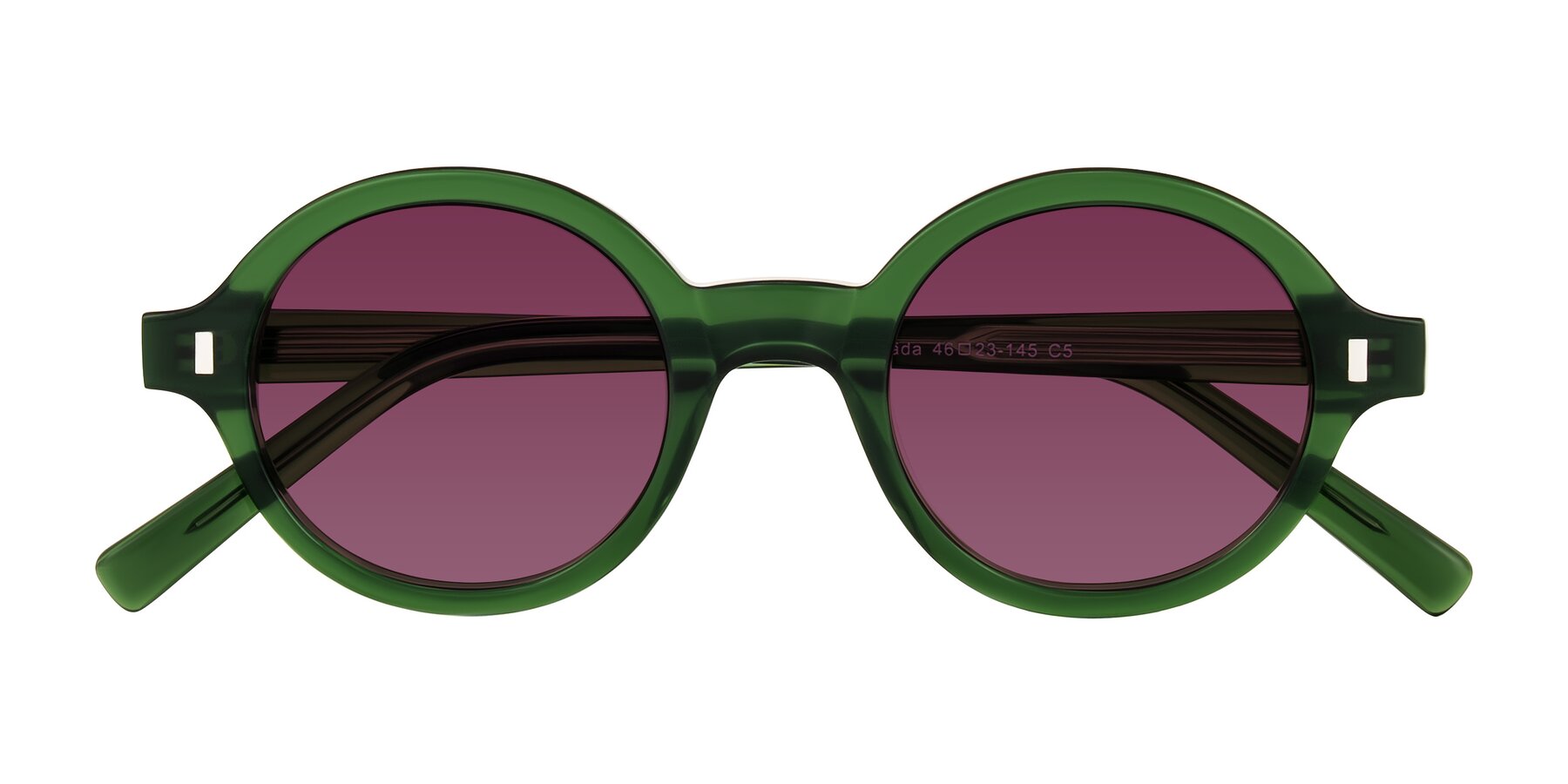 Folded Front of Lozada in Jade Green with Wine Tinted Lenses