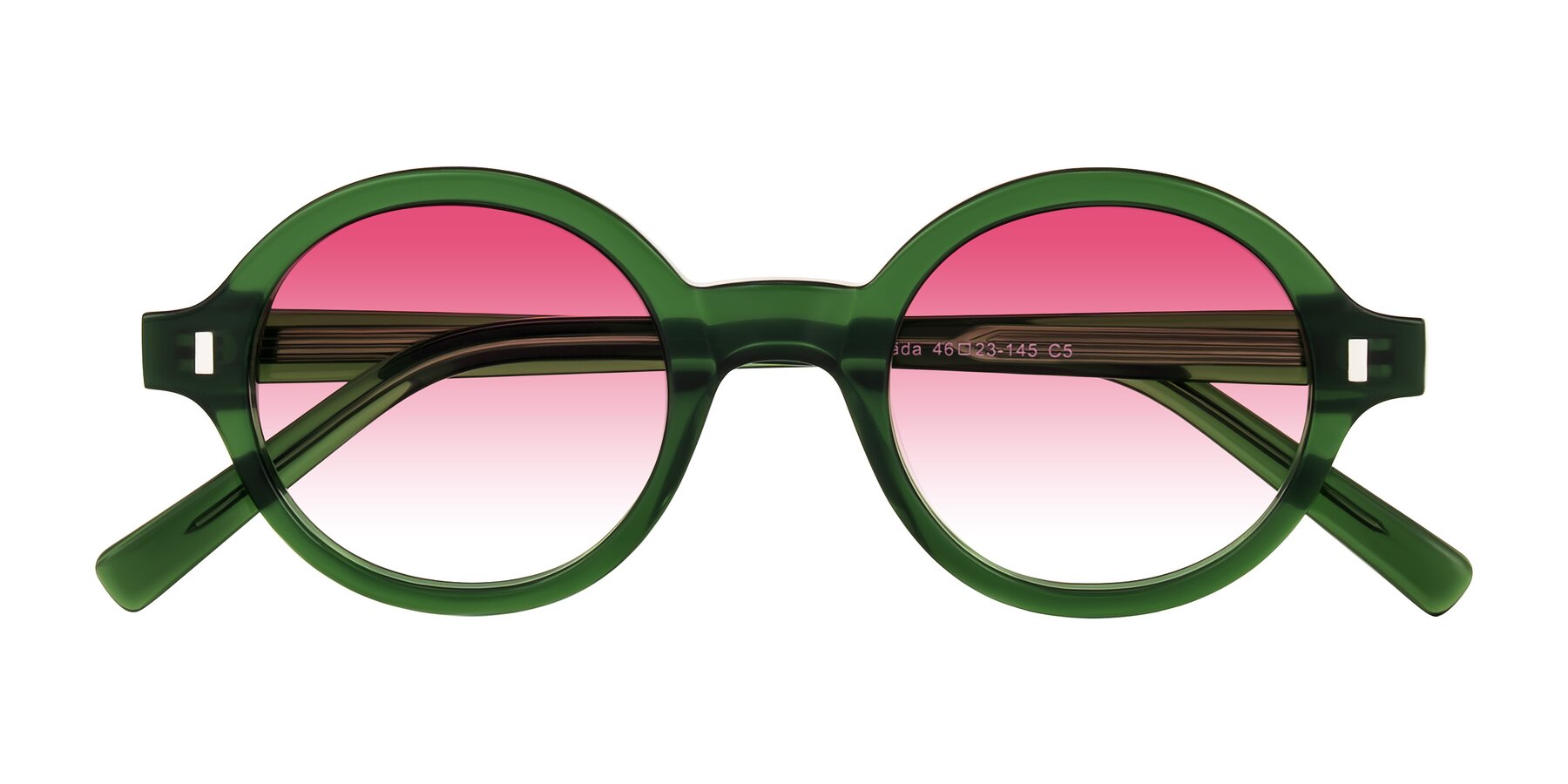 Folded Front of Lozada in Jade Green with Pink Gradient Lenses