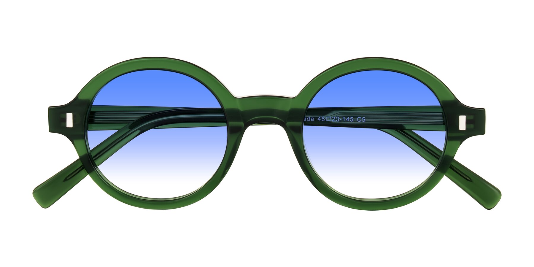 Folded Front of Lozada in Jade Green with Blue Gradient Lenses
