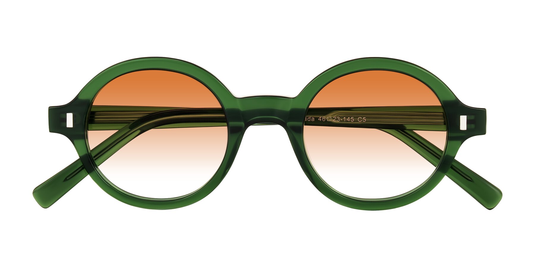 Folded Front of Lozada in Jade Green with Orange Gradient Lenses