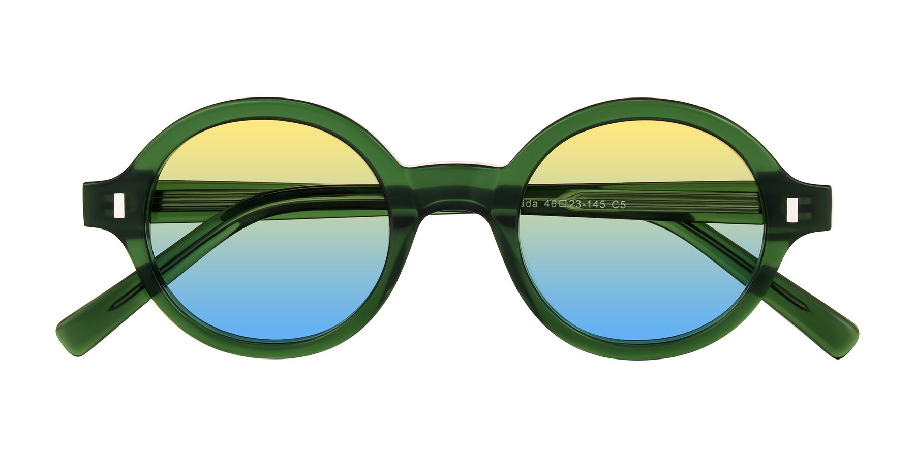 Folded Front of Lozada in Jade Green with Yellow / Blue Gradient Lenses
