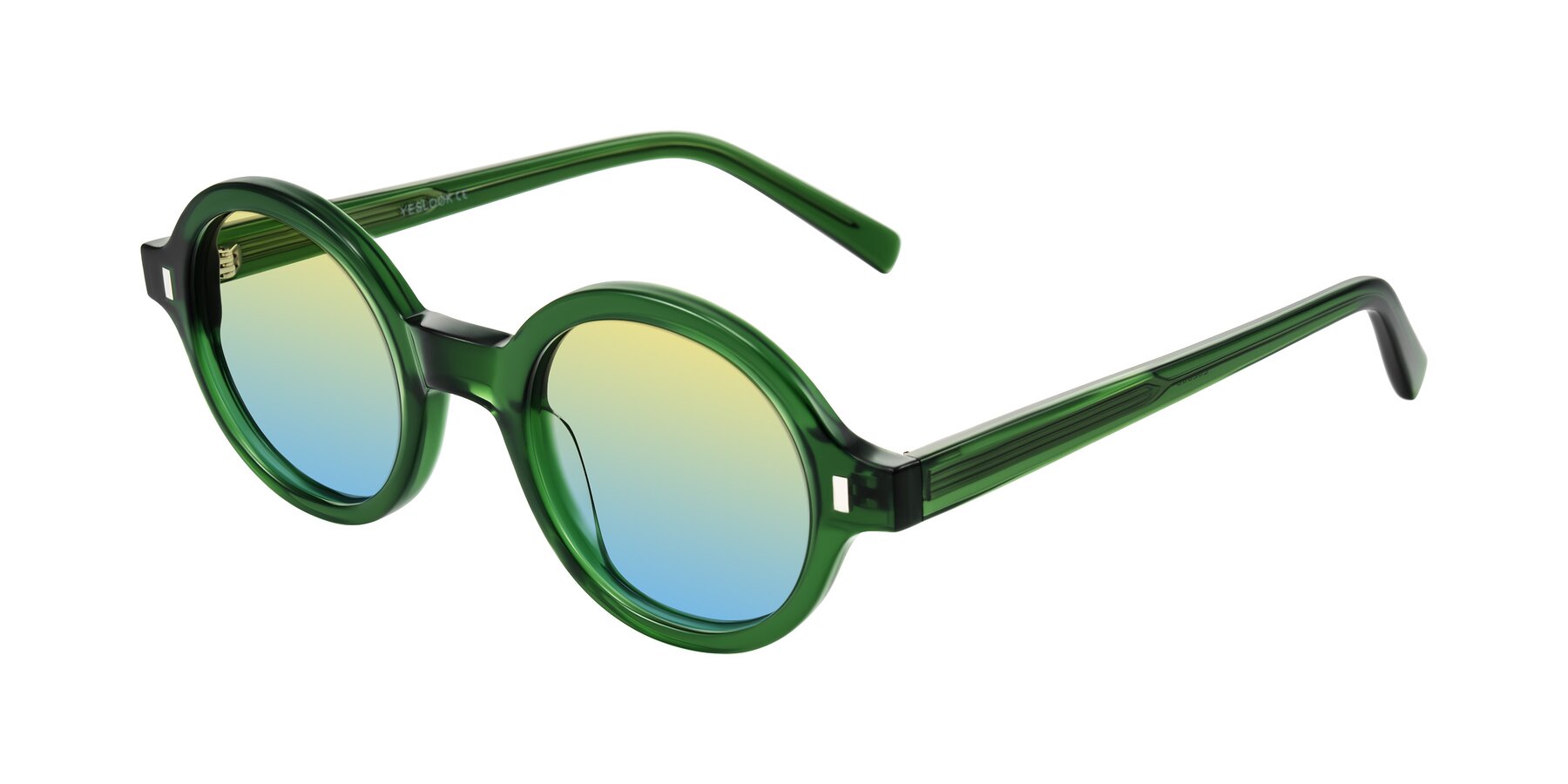Angle of Lozada in Jade Green with Yellow / Blue Gradient Lenses