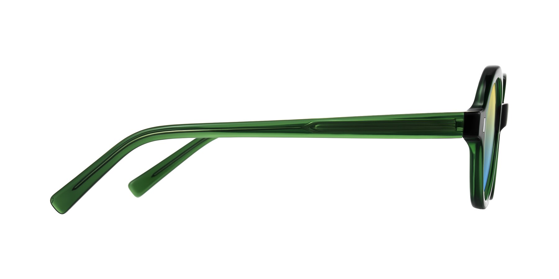 Side of Lozada in Jade Green with Yellow / Blue Gradient Lenses