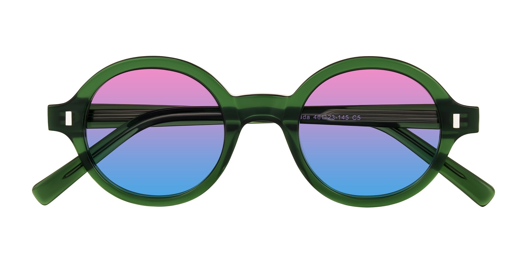 Folded Front of Lozada in Jade Green with Pink / Blue Gradient Lenses