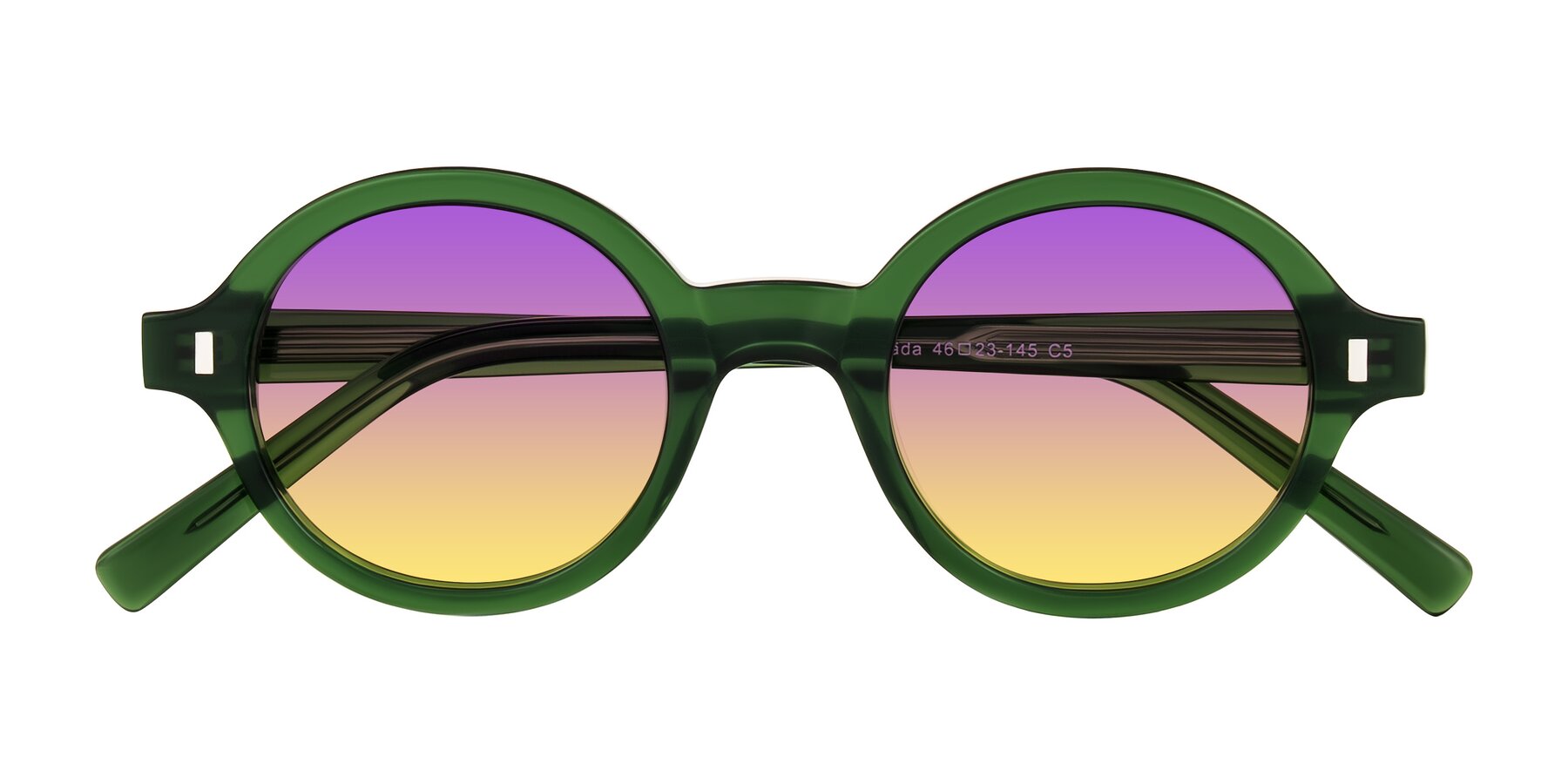 Folded Front of Lozada in Jade Green with Purple / Yellow Gradient Lenses