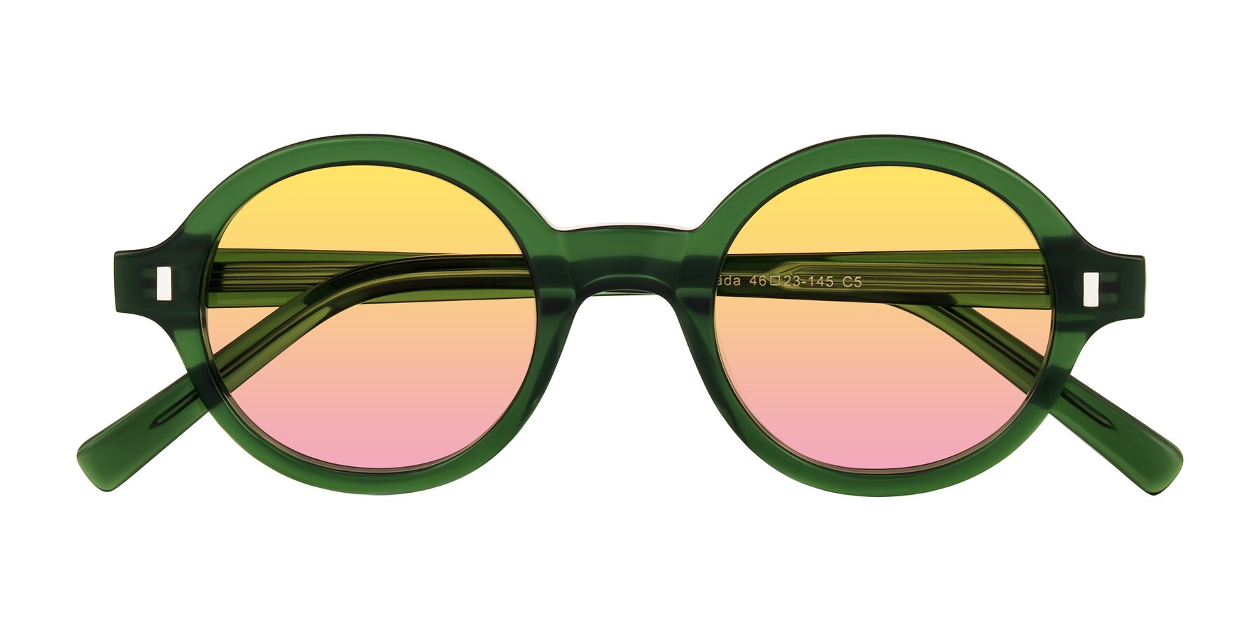 Folded Front of Lozada in Jade Green with Yellow / Pink Gradient Lenses