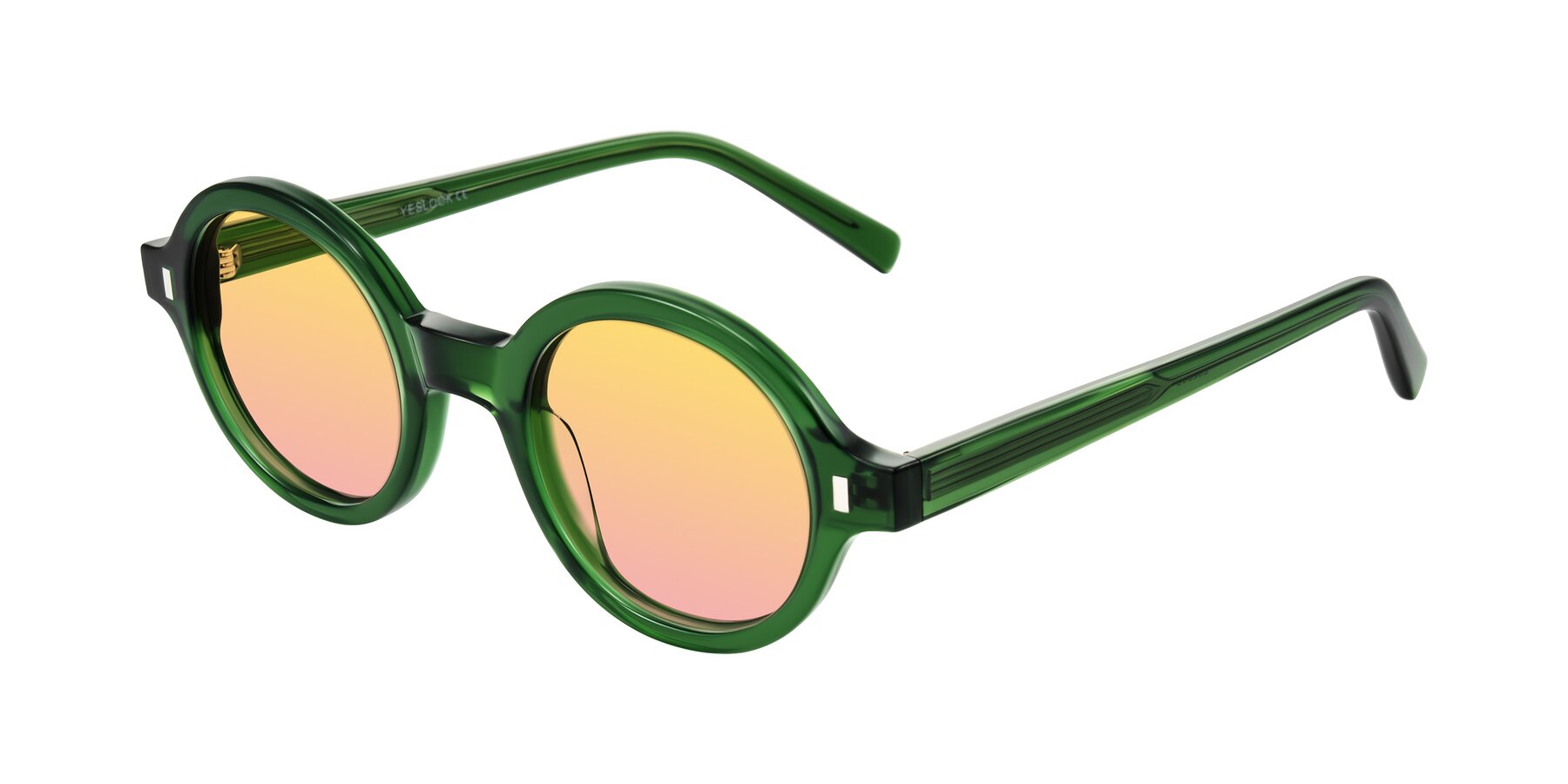 Angle of Lozada in Jade Green with Yellow / Pink Gradient Lenses