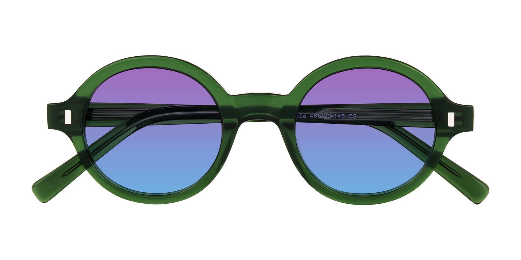 Folded Front of Lozada in Jade Green with Purple / Blue Gradient Lenses