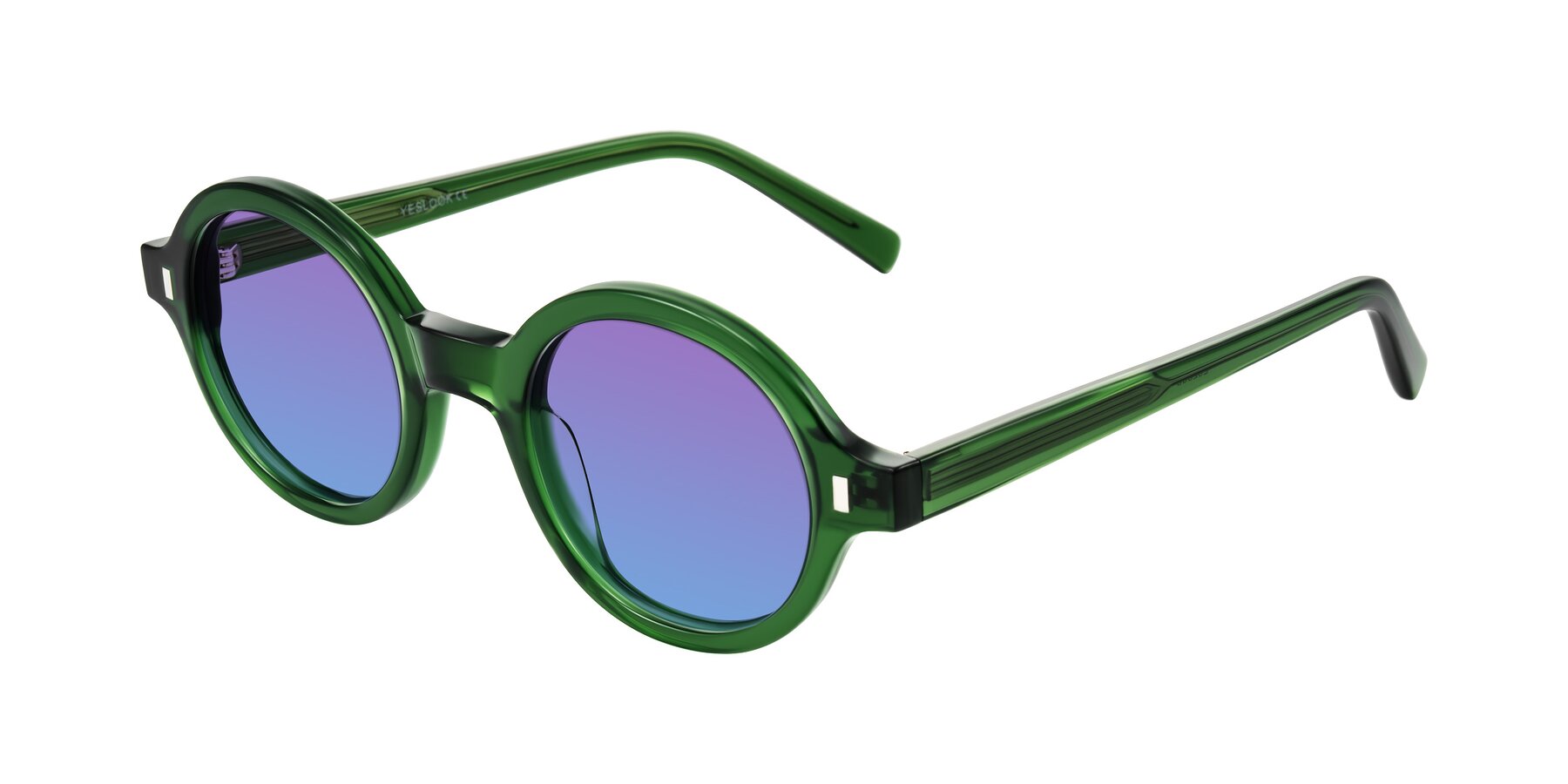 Angle of Lozada in Jade Green with Purple / Blue Gradient Lenses