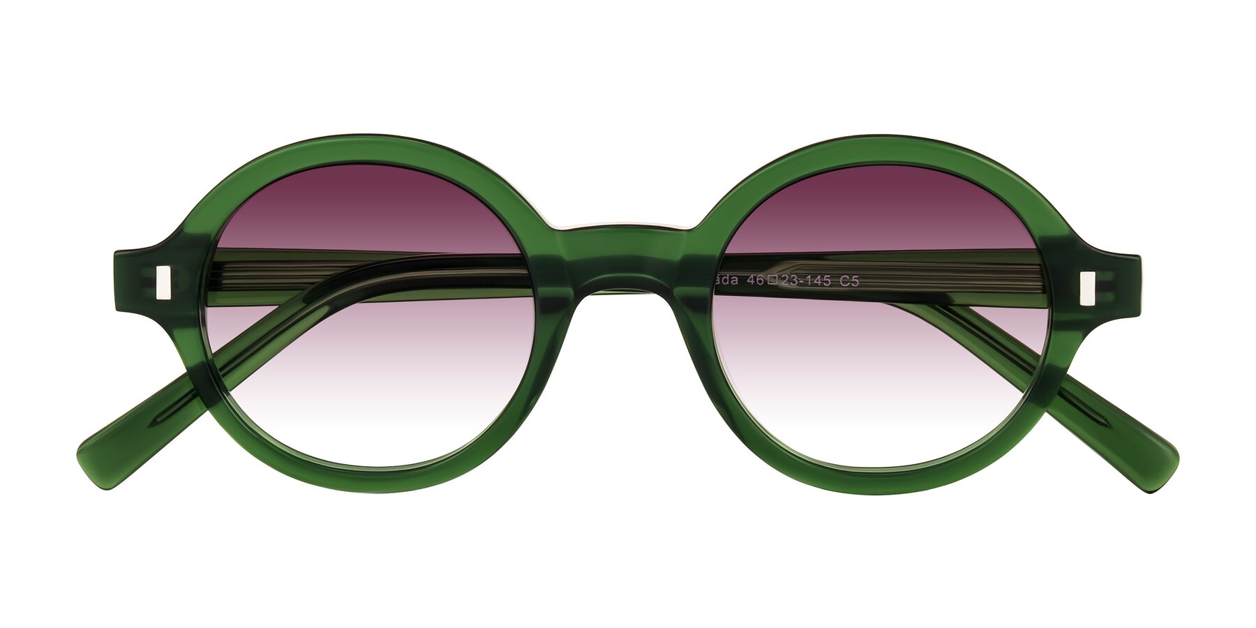 Folded Front of Lozada in Jade Green with Wine Gradient Lenses