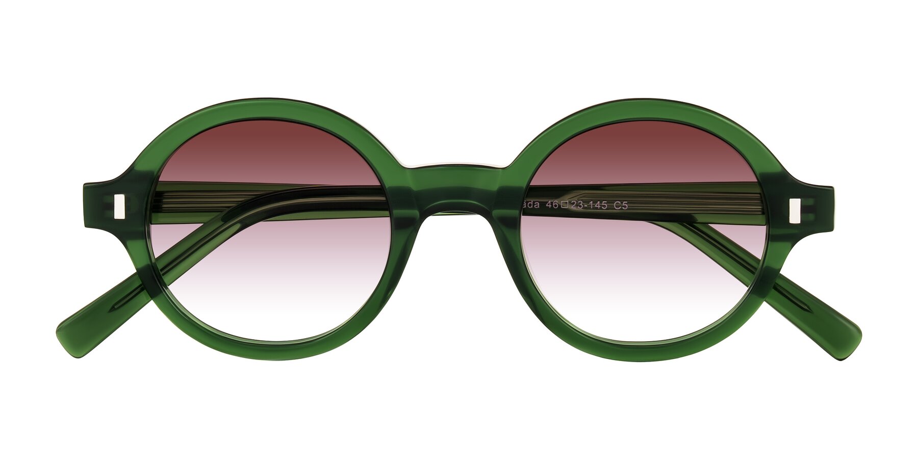 Folded Front of Lozada in Jade Green with Garnet Gradient Lenses