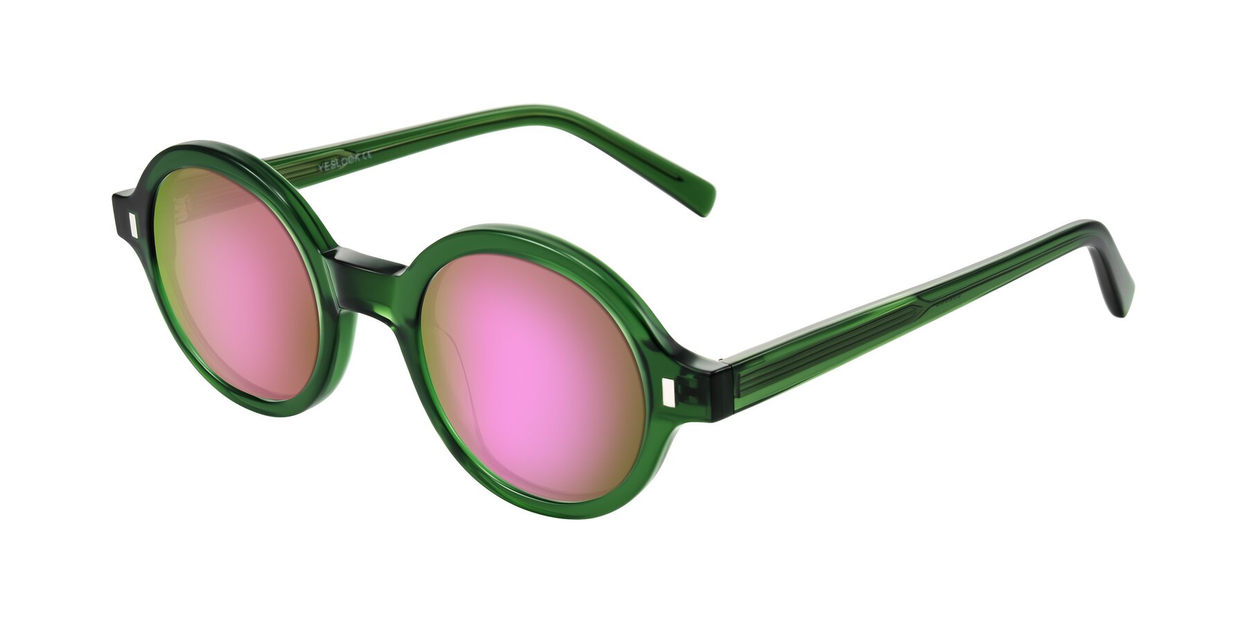 Angle of Lozada in Jade Green with Pink Mirrored Lenses