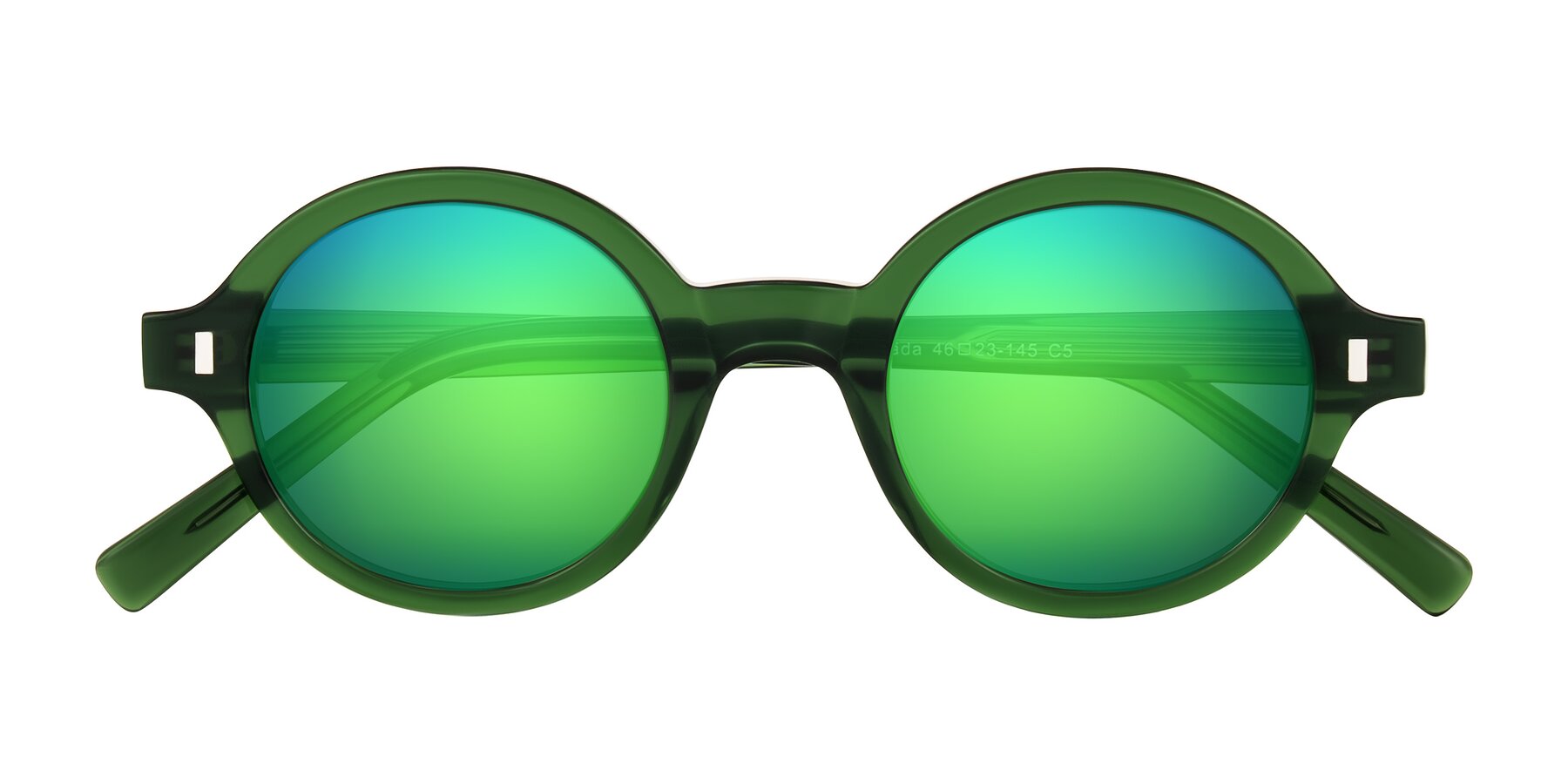 Folded Front of Lozada in Jade Green with Green Mirrored Lenses