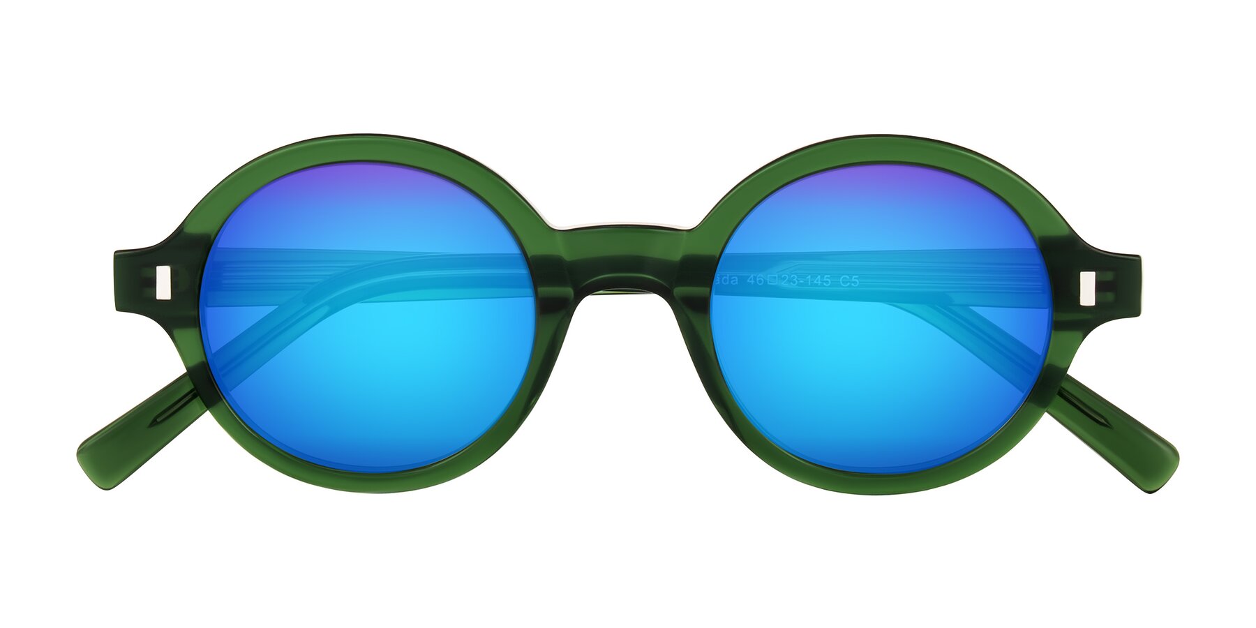 Folded Front of Lozada in Jade Green with Blue Mirrored Lenses