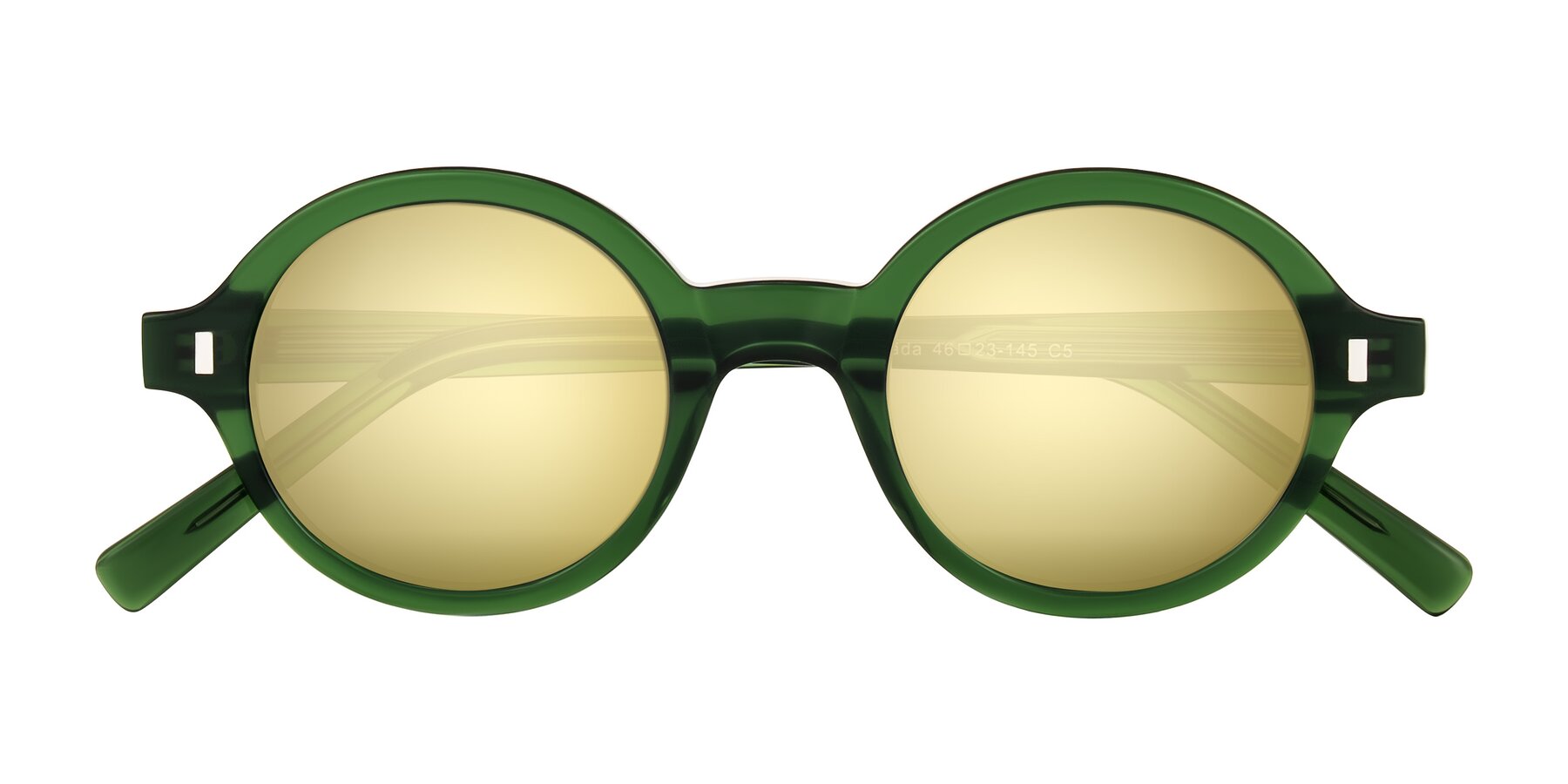 Folded Front of Lozada in Jade Green with Gold Mirrored Lenses