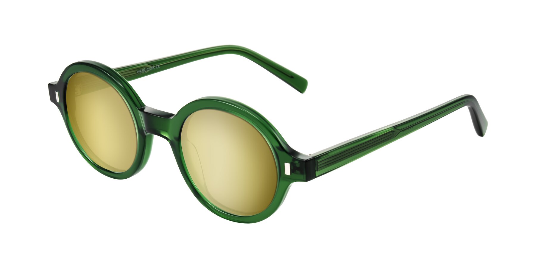 Angle of Lozada in Jade Green with Gold Mirrored Lenses