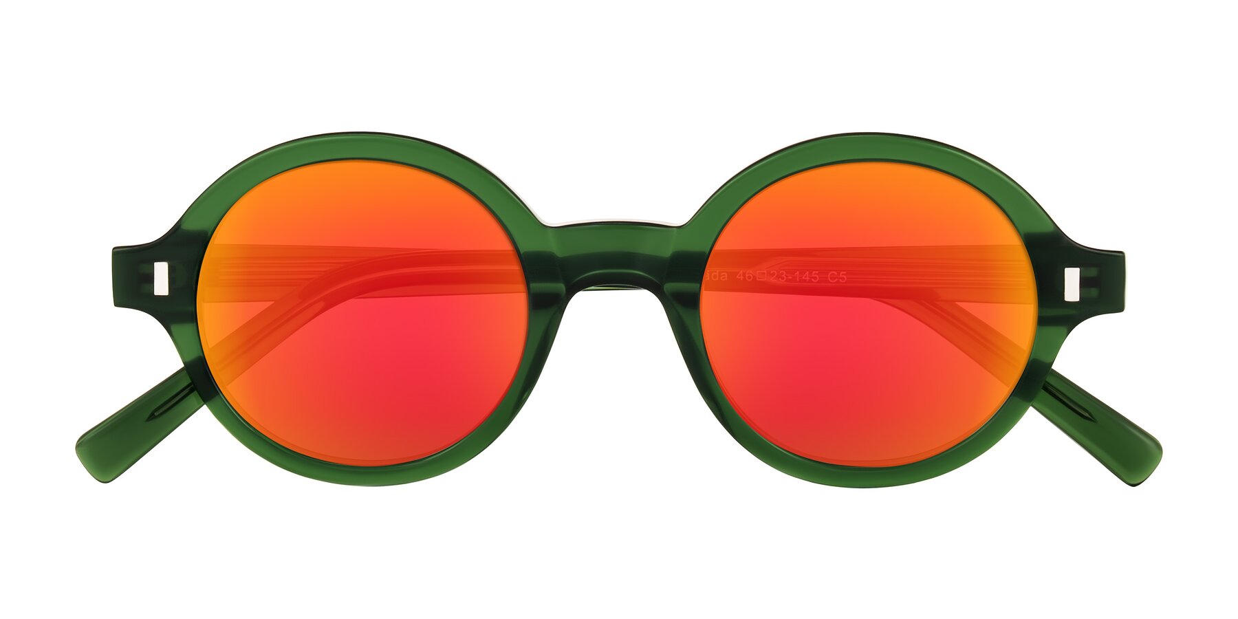 Folded Front of Lozada in Jade Green with Red Gold Mirrored Lenses