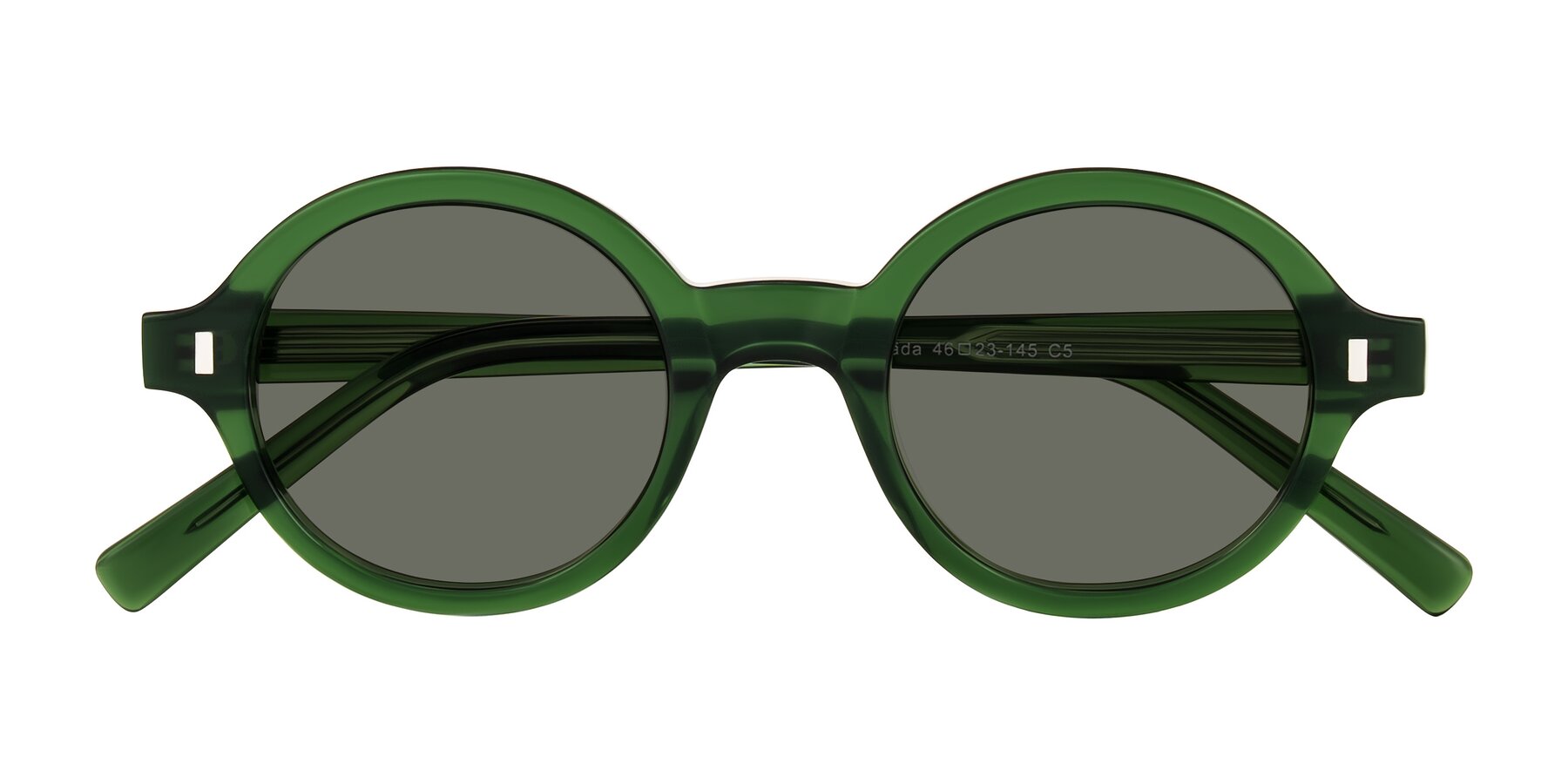 Folded Front of Lozada in Jade Green with Gray Polarized Lenses