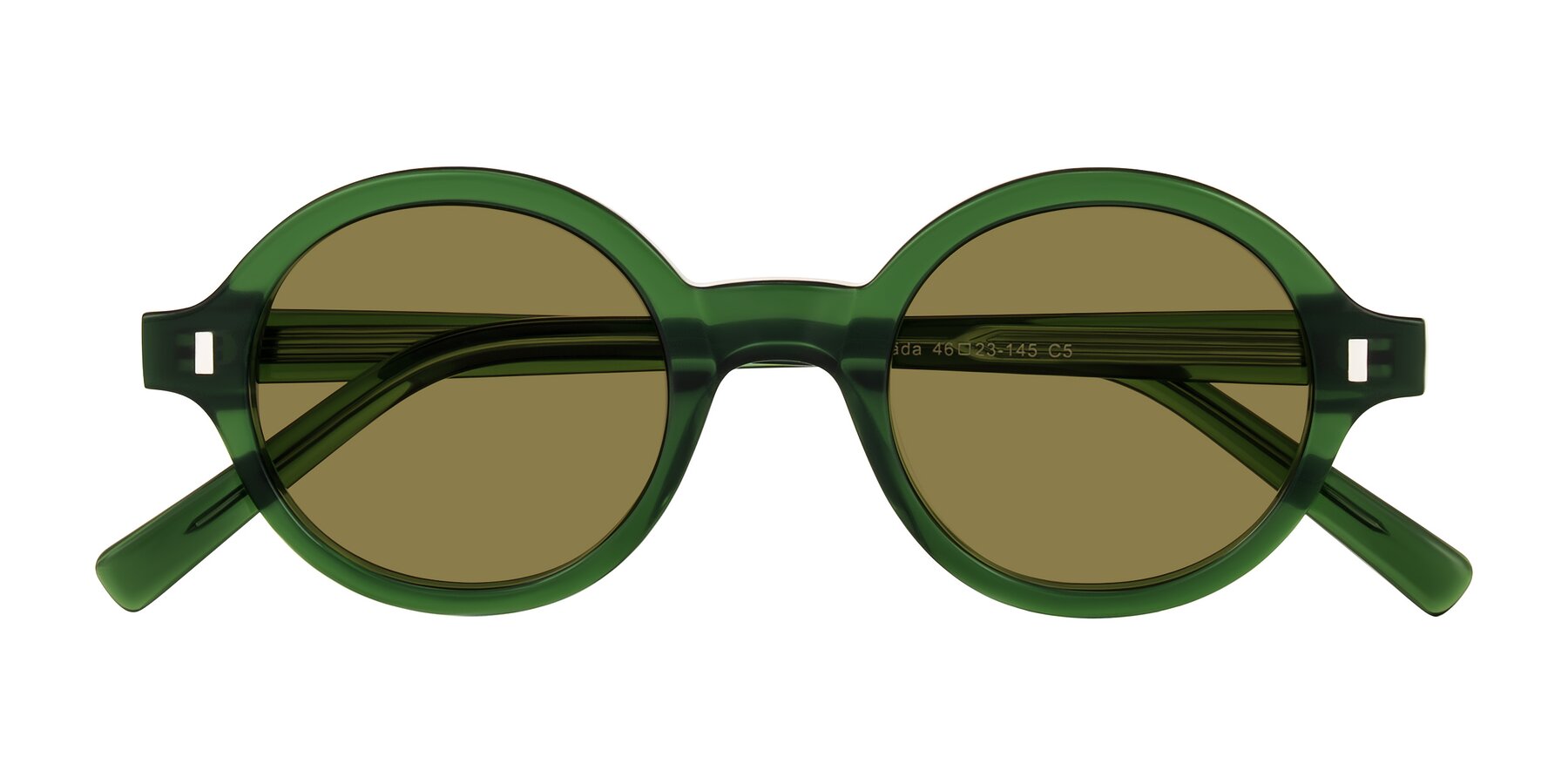 Folded Front of Lozada in Jade Green with Brown Polarized Lenses