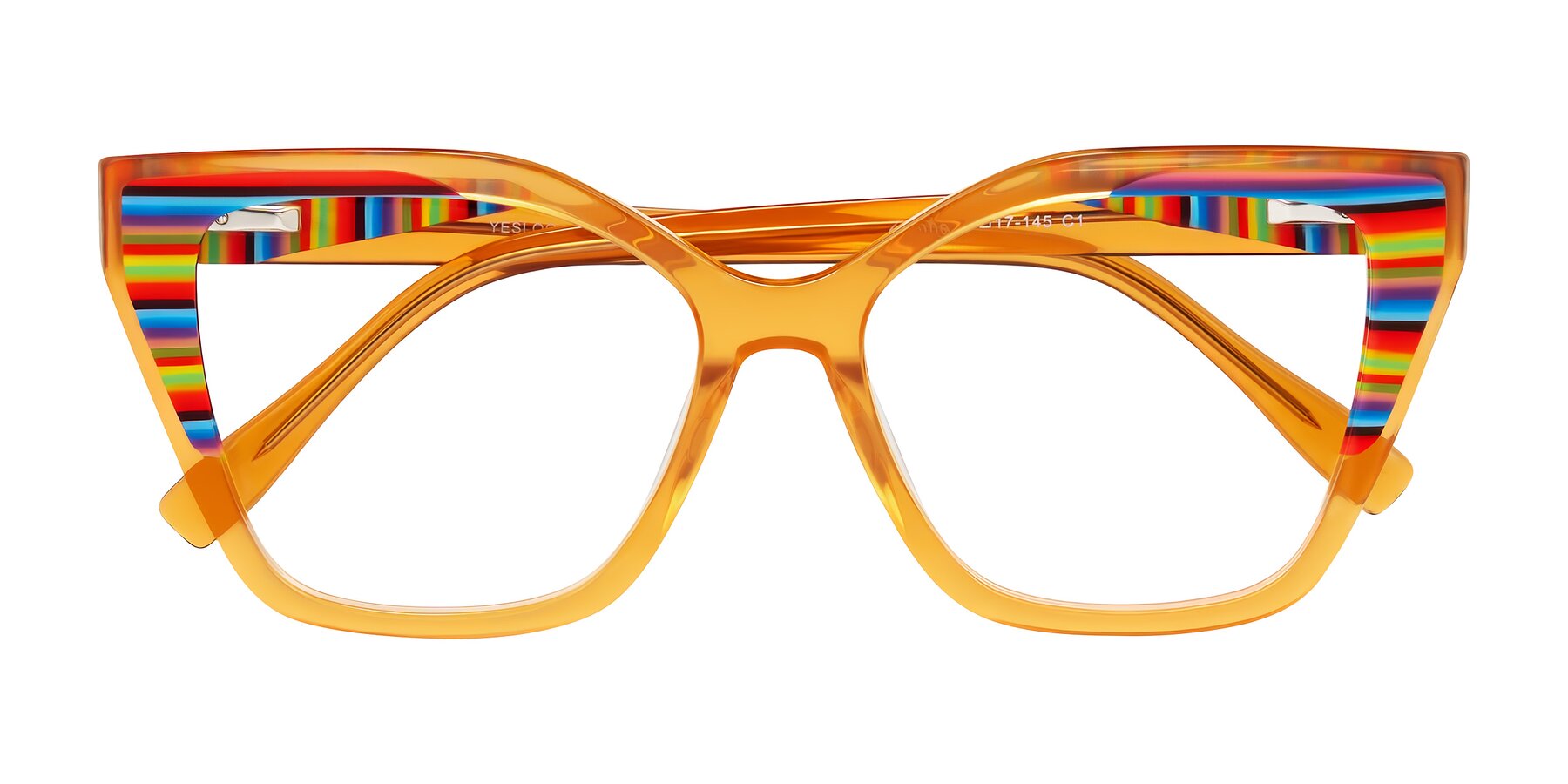 Folded Front of Zimme in Honey Groove with Clear Eyeglass Lenses