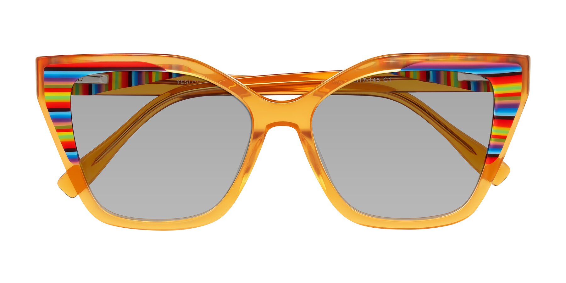 Folded Front of Zimme in Honey Groove with Light Gray Tinted Lenses