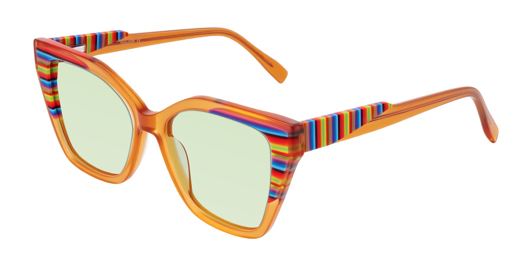 Angle of Zimme in Honey Groove with Light Green Tinted Lenses