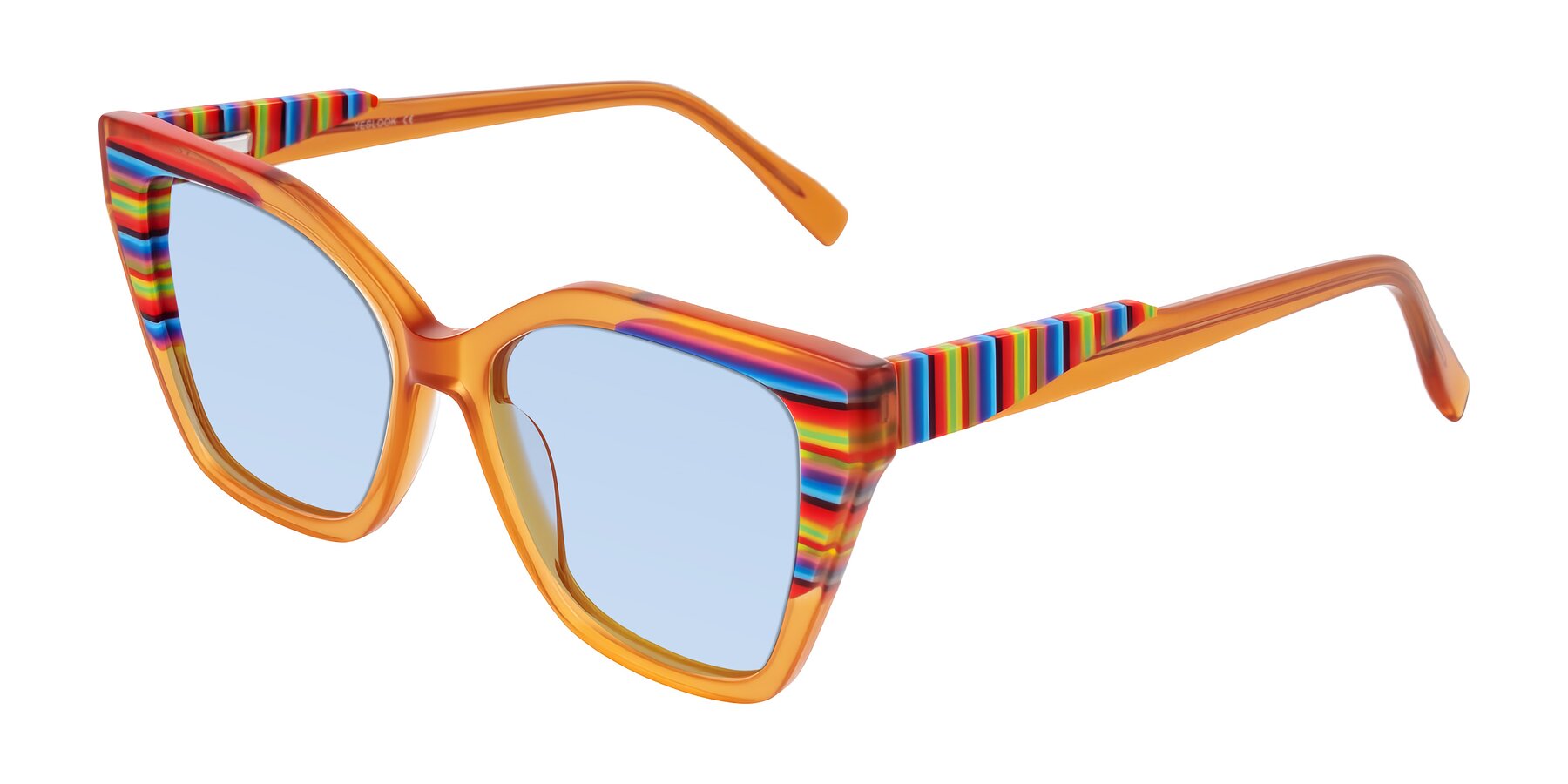Angle of Zimme in Honey Groove with Light Blue Tinted Lenses