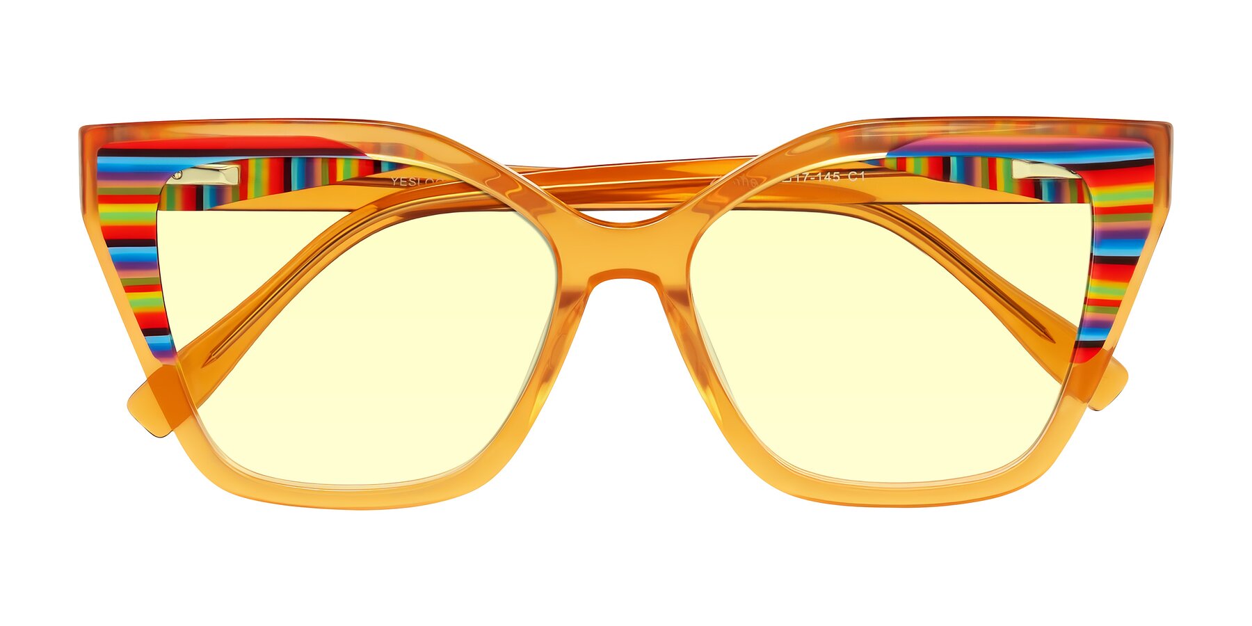 Folded Front of Zimme in Honey Groove with Light Yellow Tinted Lenses