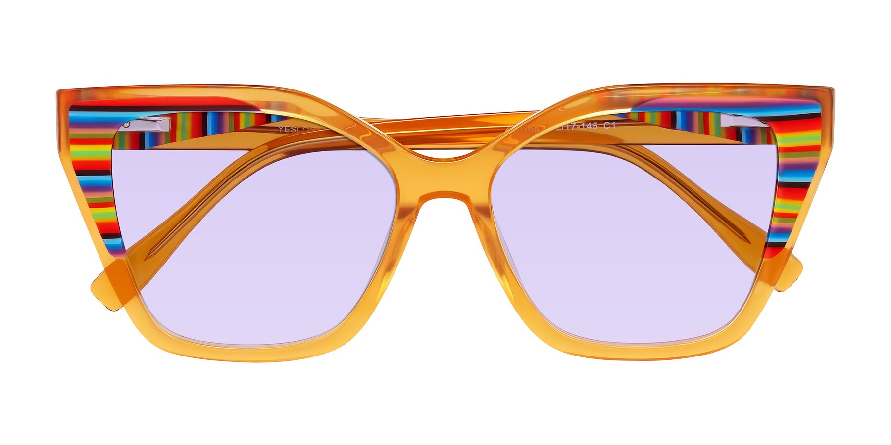 Folded Front of Zimme in Honey Groove with Light Purple Tinted Lenses