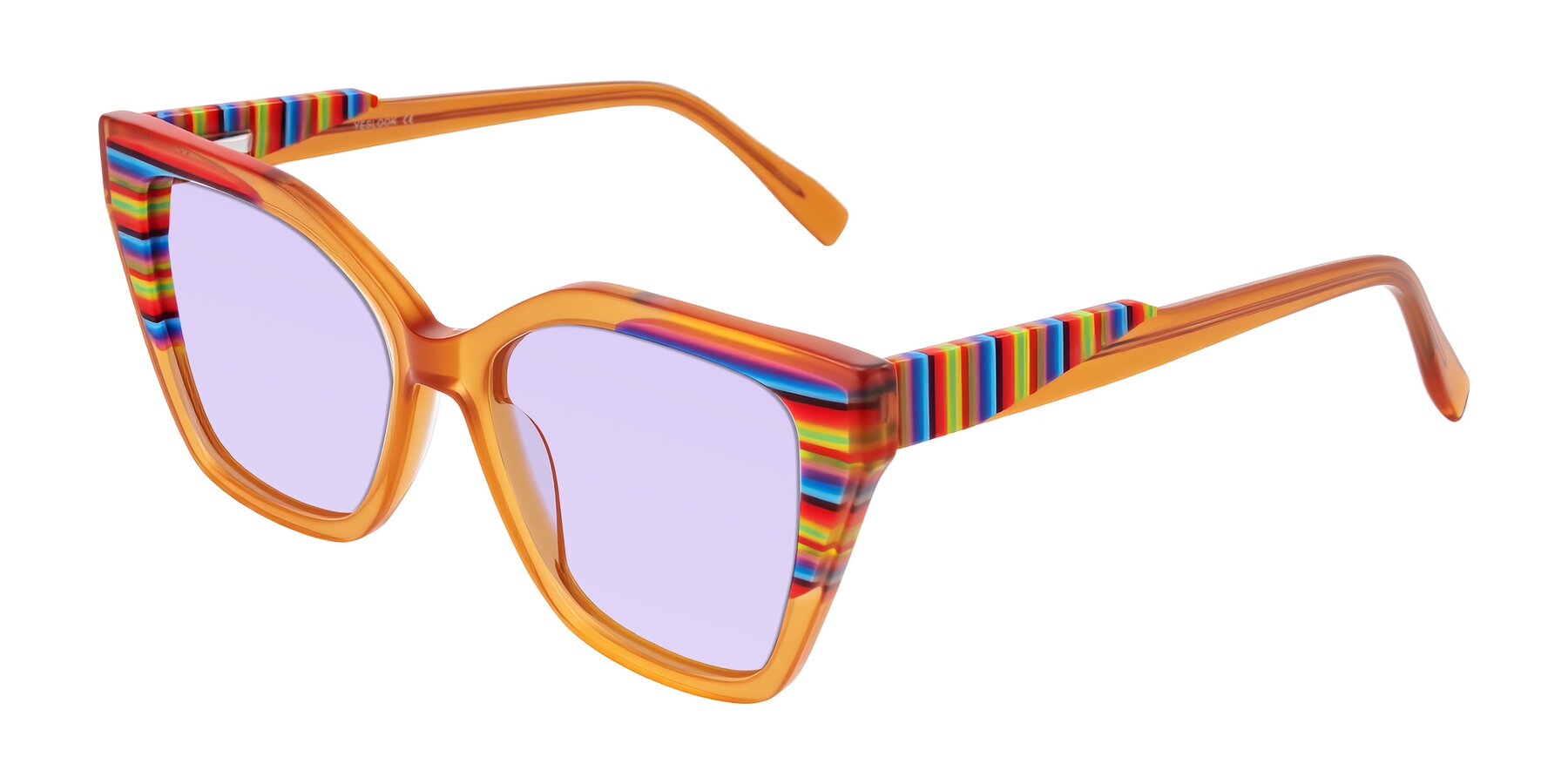 Angle of Zimme in Honey Groove with Light Purple Tinted Lenses