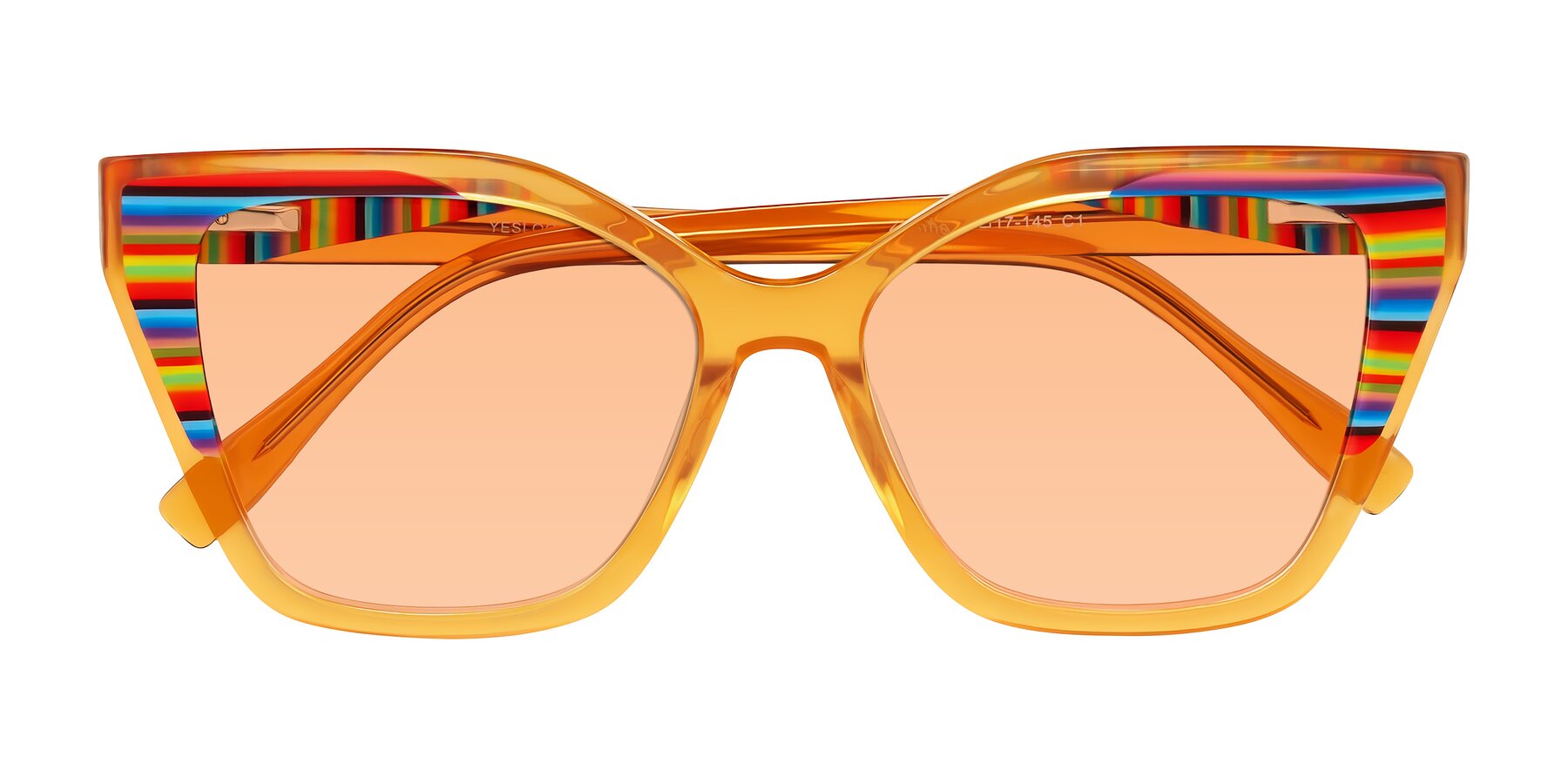 Folded Front of Zimme in Honey Groove with Light Orange Tinted Lenses