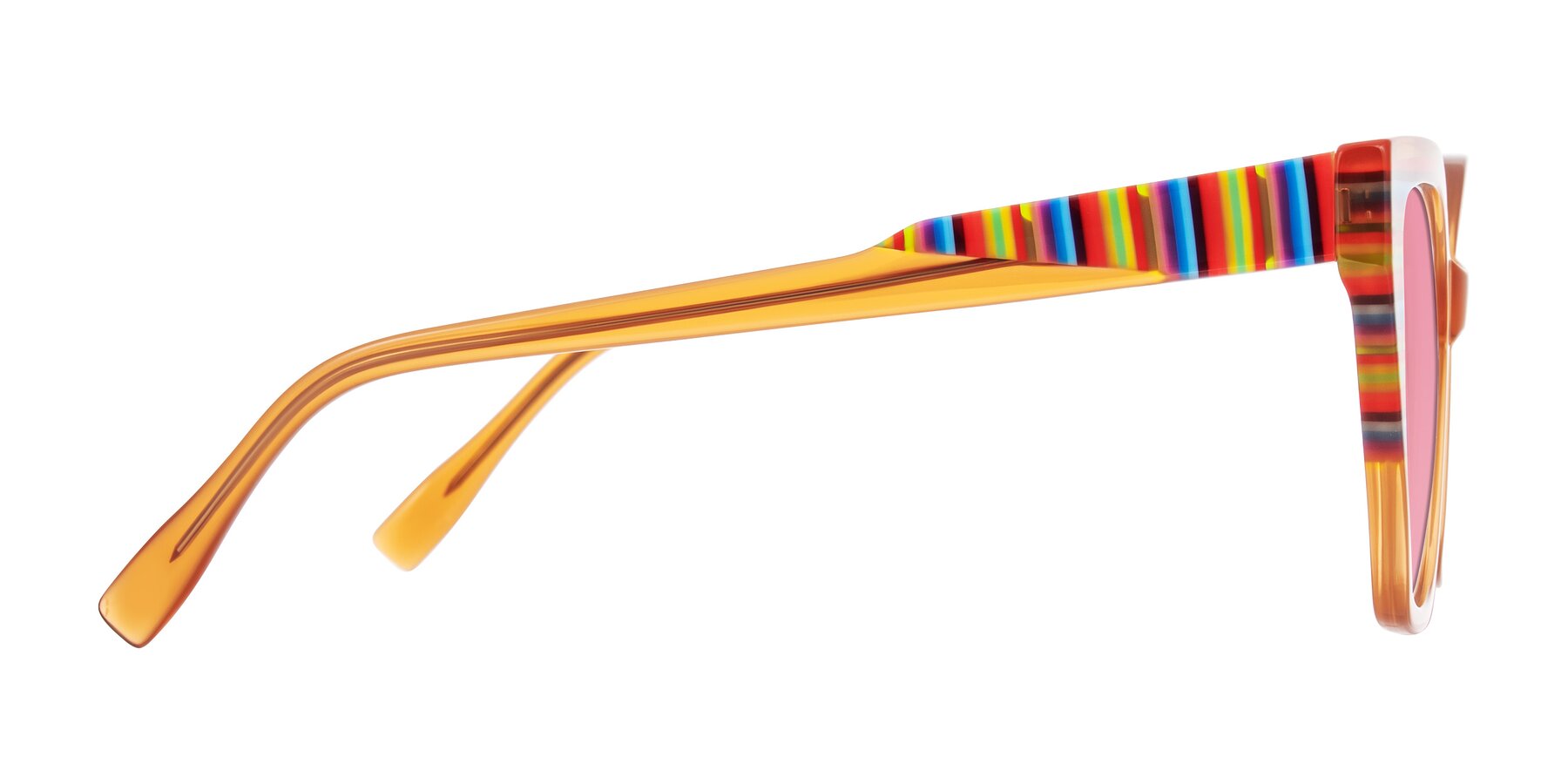 Side of Zimme in Honey Groove with Pink Tinted Lenses