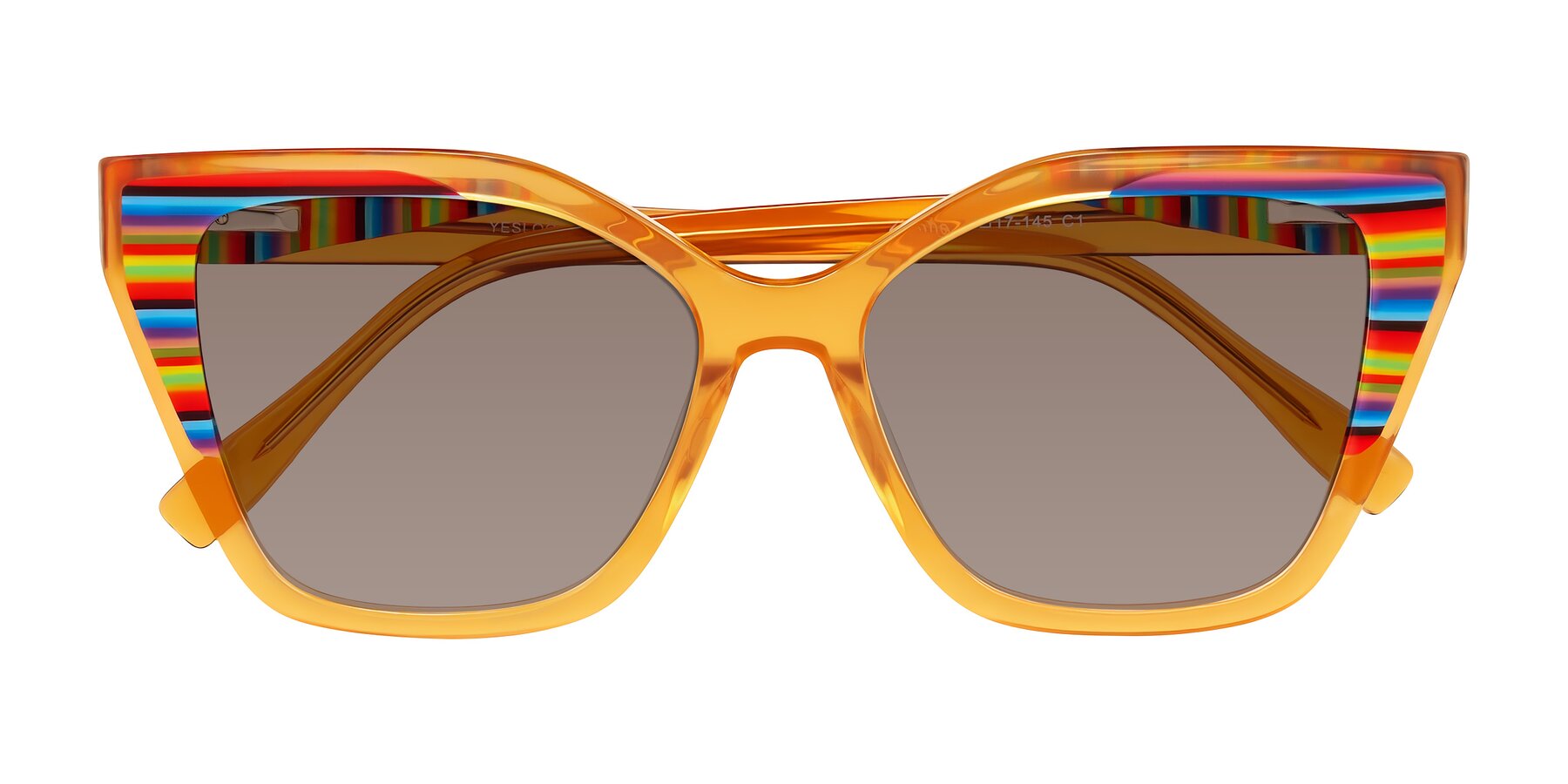 Folded Front of Zimme in Honey Groove with Medium Brown Tinted Lenses