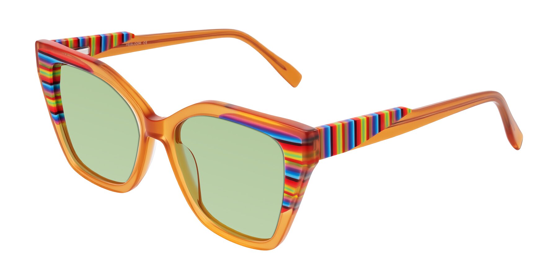 Angle of Zimme in Honey Groove with Medium Green Tinted Lenses