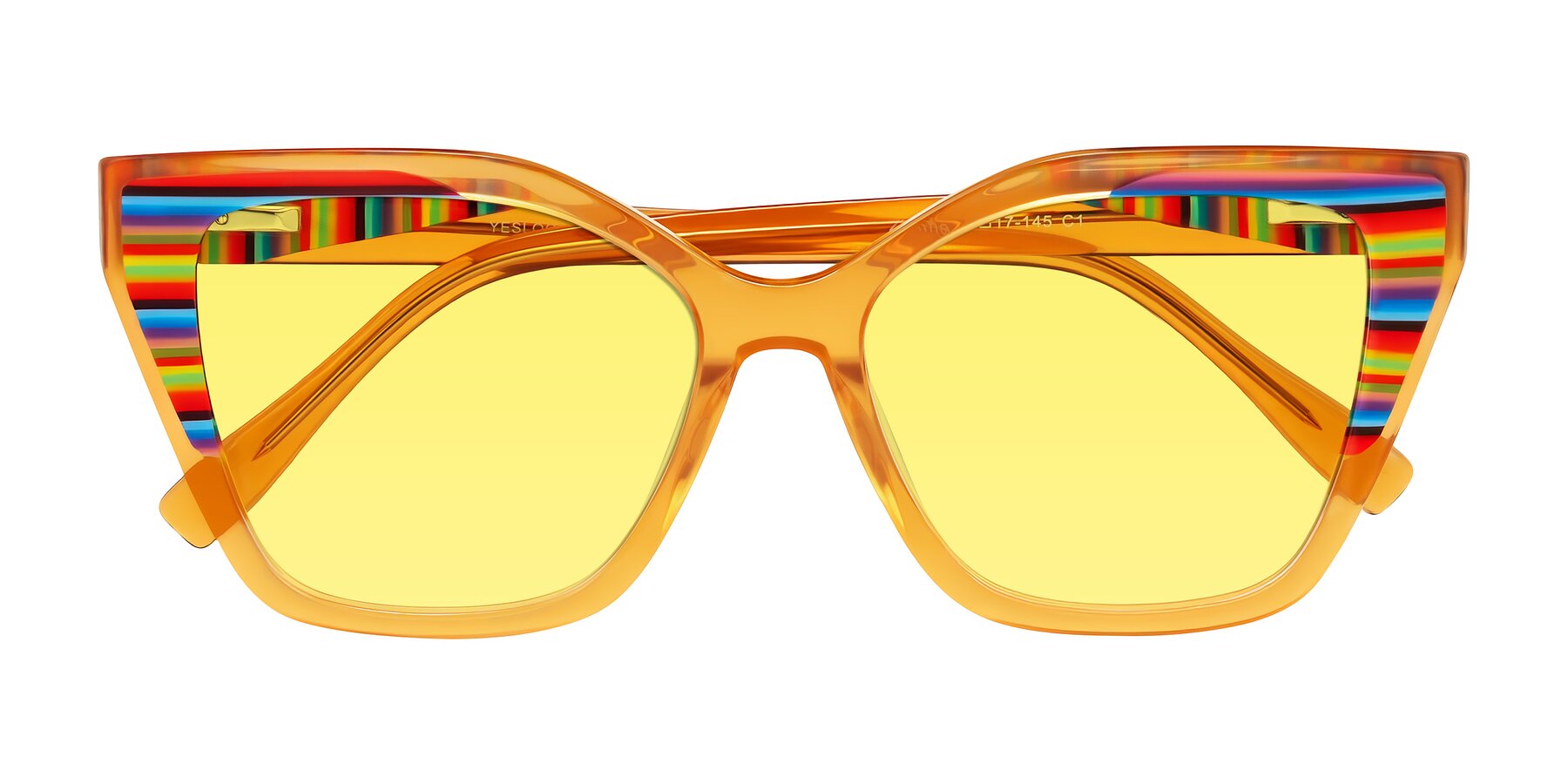 Folded Front of Zimme in Honey Groove with Medium Yellow Tinted Lenses