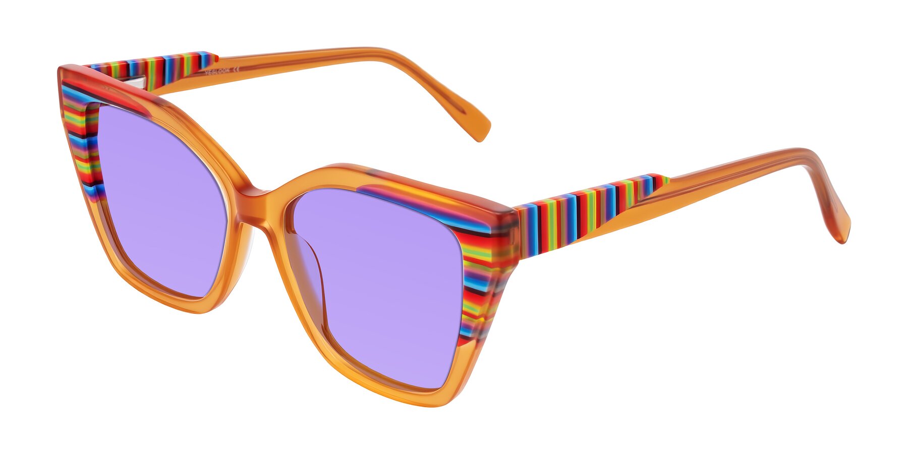 Angle of Zimme in Honey Groove with Medium Purple Tinted Lenses