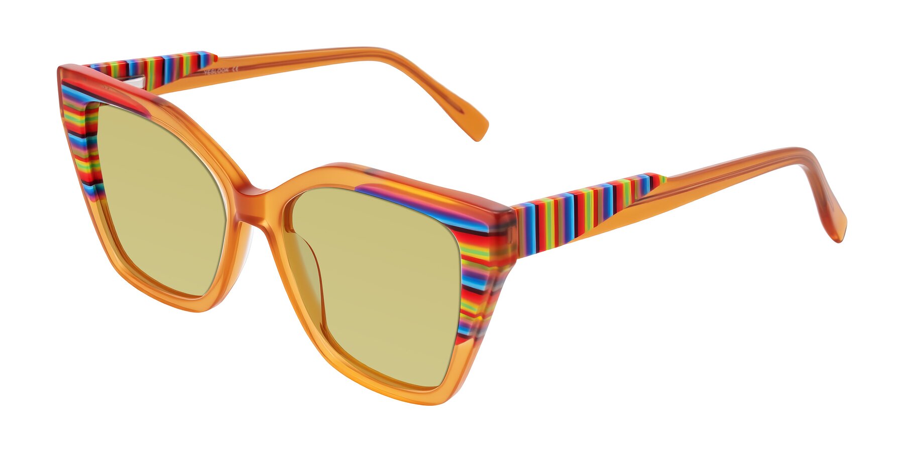 Angle of Zimme in Honey Groove with Medium Champagne Tinted Lenses