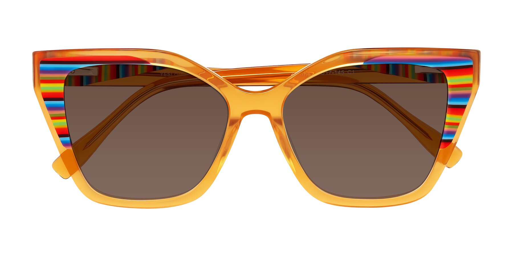 Folded Front of Zimme in Honey Groove with Brown Tinted Lenses