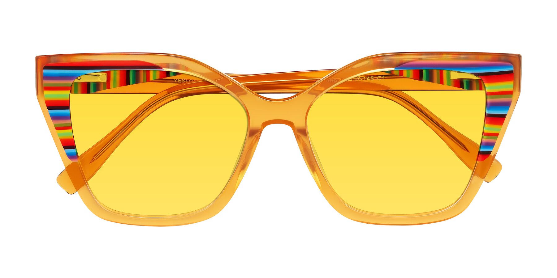 Folded Front of Zimme in Honey Groove with Yellow Tinted Lenses