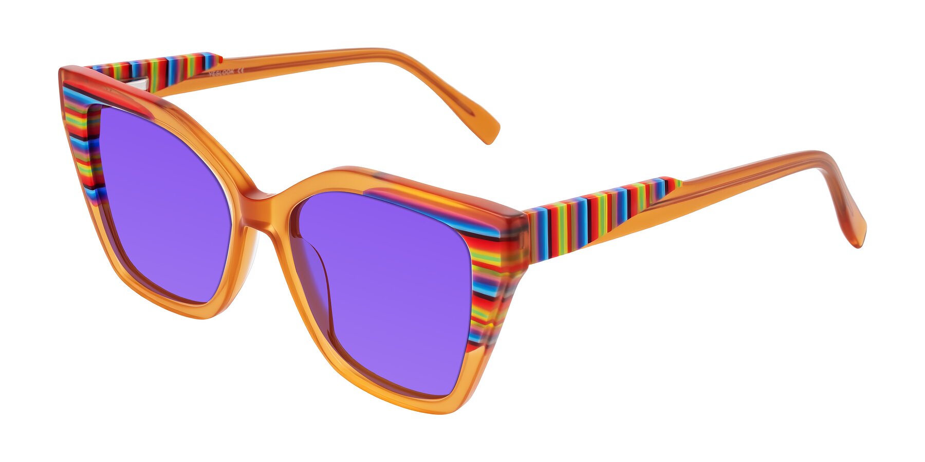 Angle of Zimme in Honey Groove with Purple Tinted Lenses