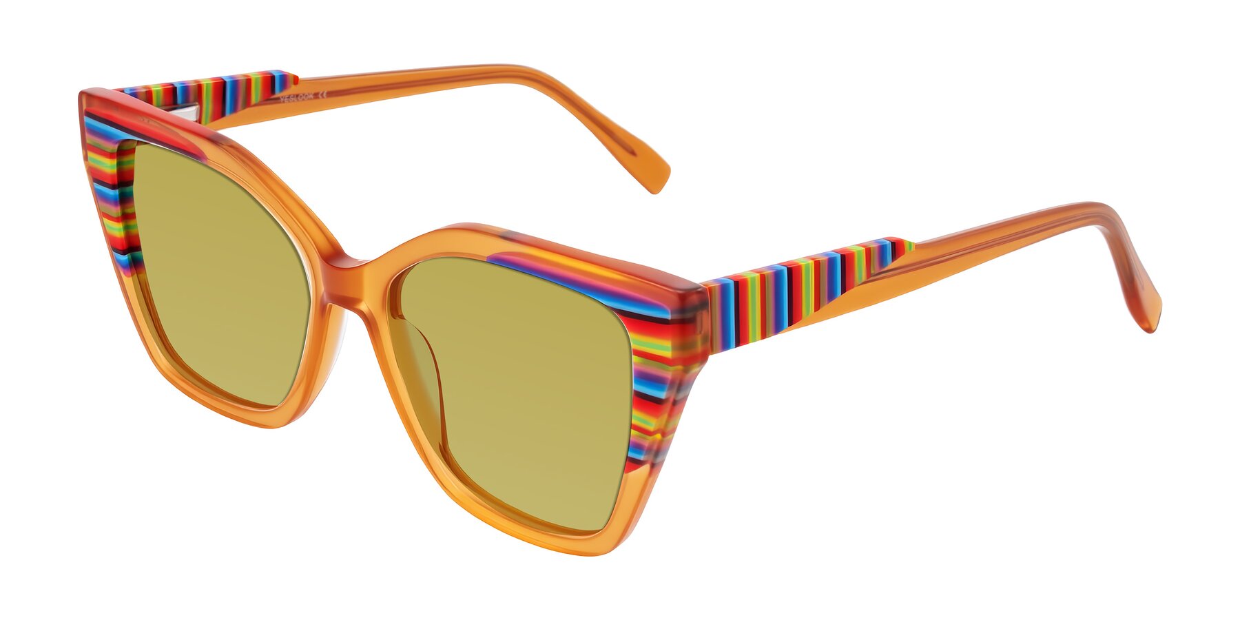Angle of Zimme in Honey Groove with Champagne Tinted Lenses
