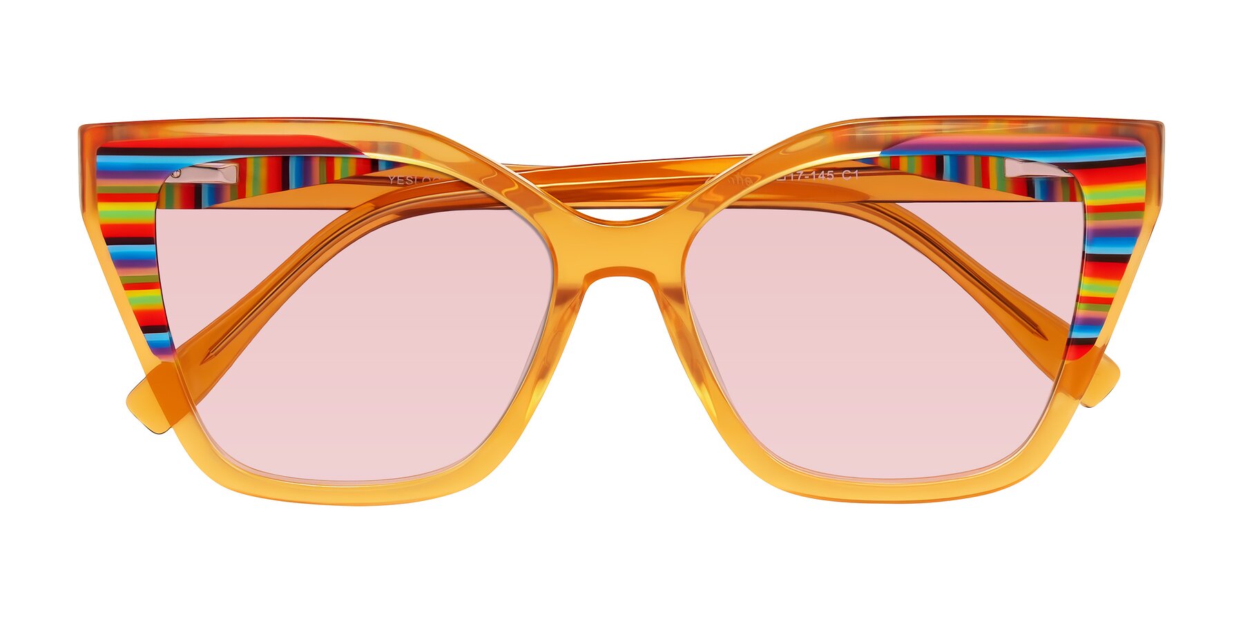 Folded Front of Zimme in Honey Groove with Light Garnet Tinted Lenses