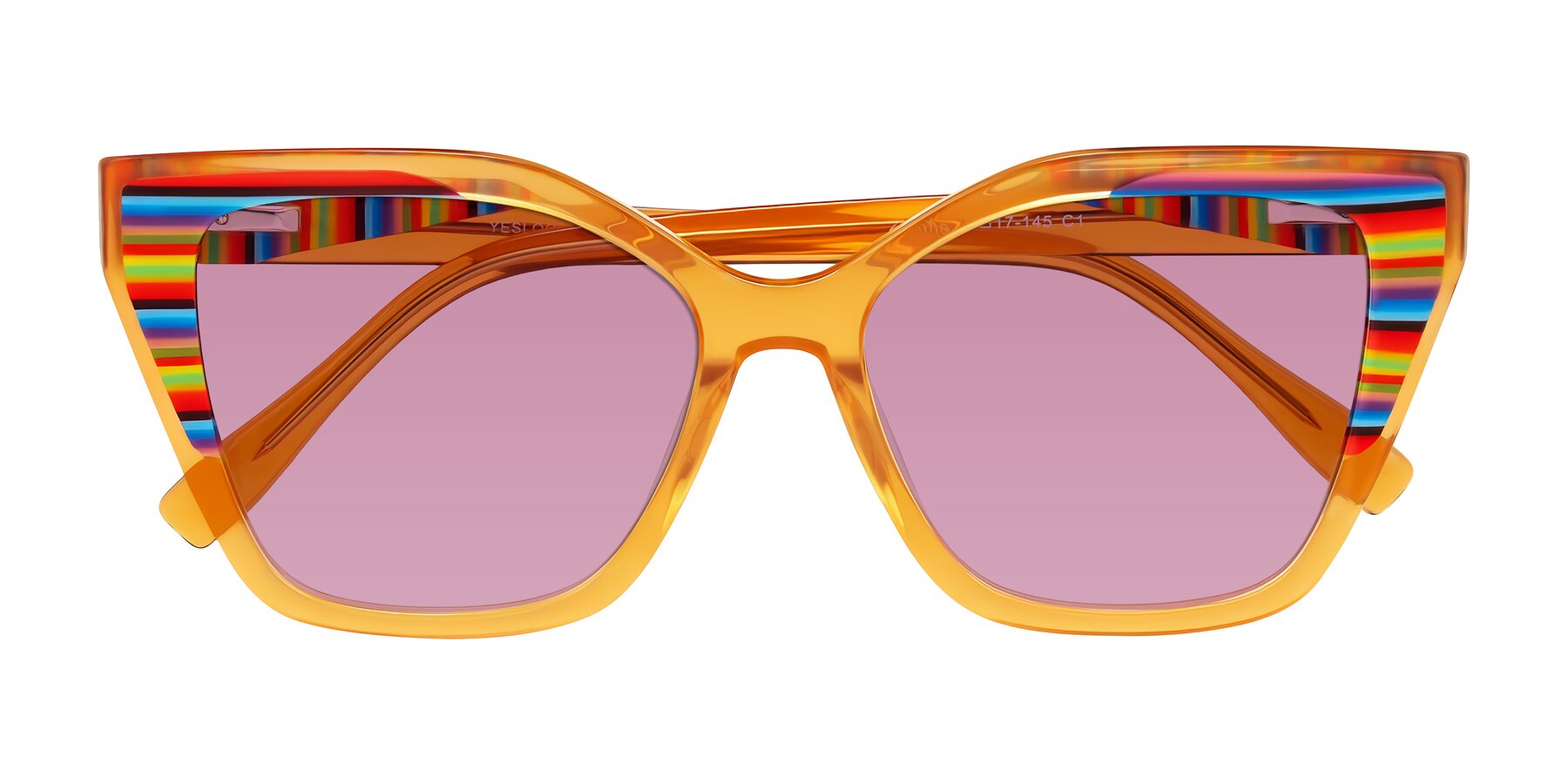 Folded Front of Zimme in Honey Groove with Medium Wine Tinted Lenses
