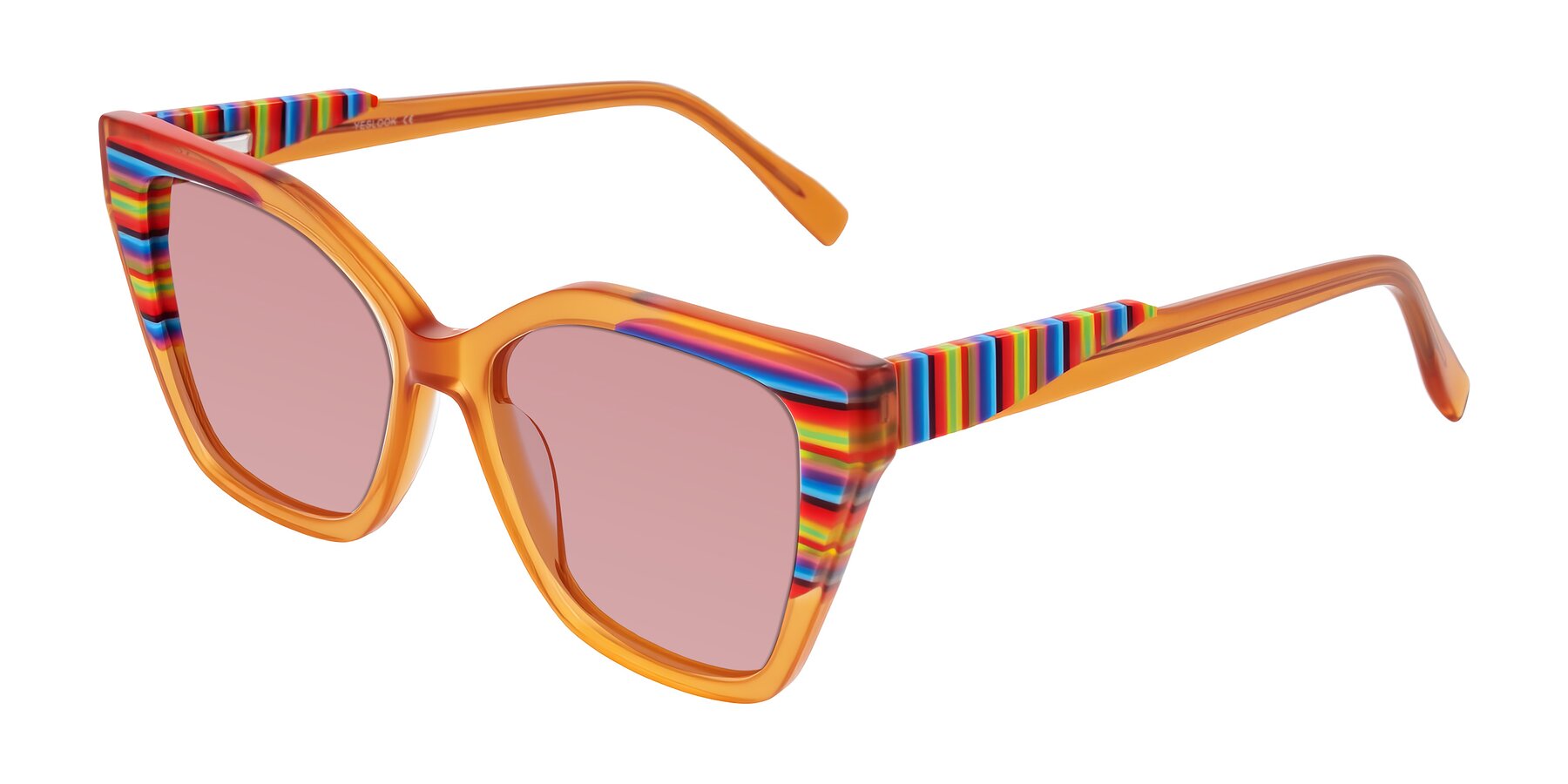 Angle of Zimme in Honey Groove with Medium Garnet Tinted Lenses