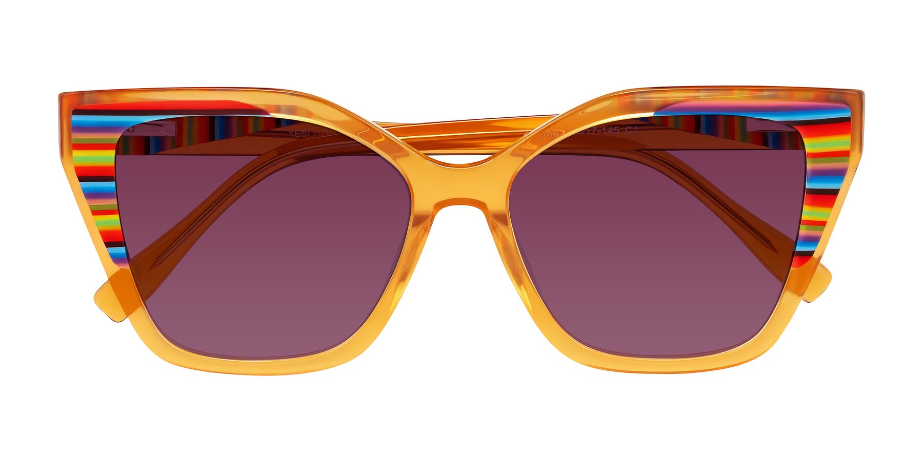 Folded Front of Zimme in Honey Groove with Wine Tinted Lenses