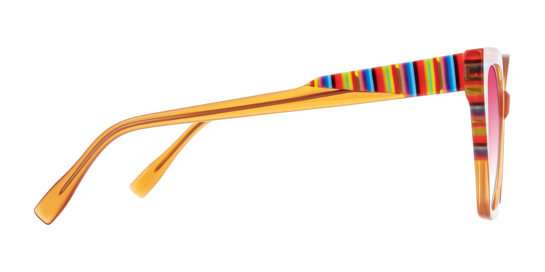 Side of Zimme in Honey Groove with Pink Gradient Lenses